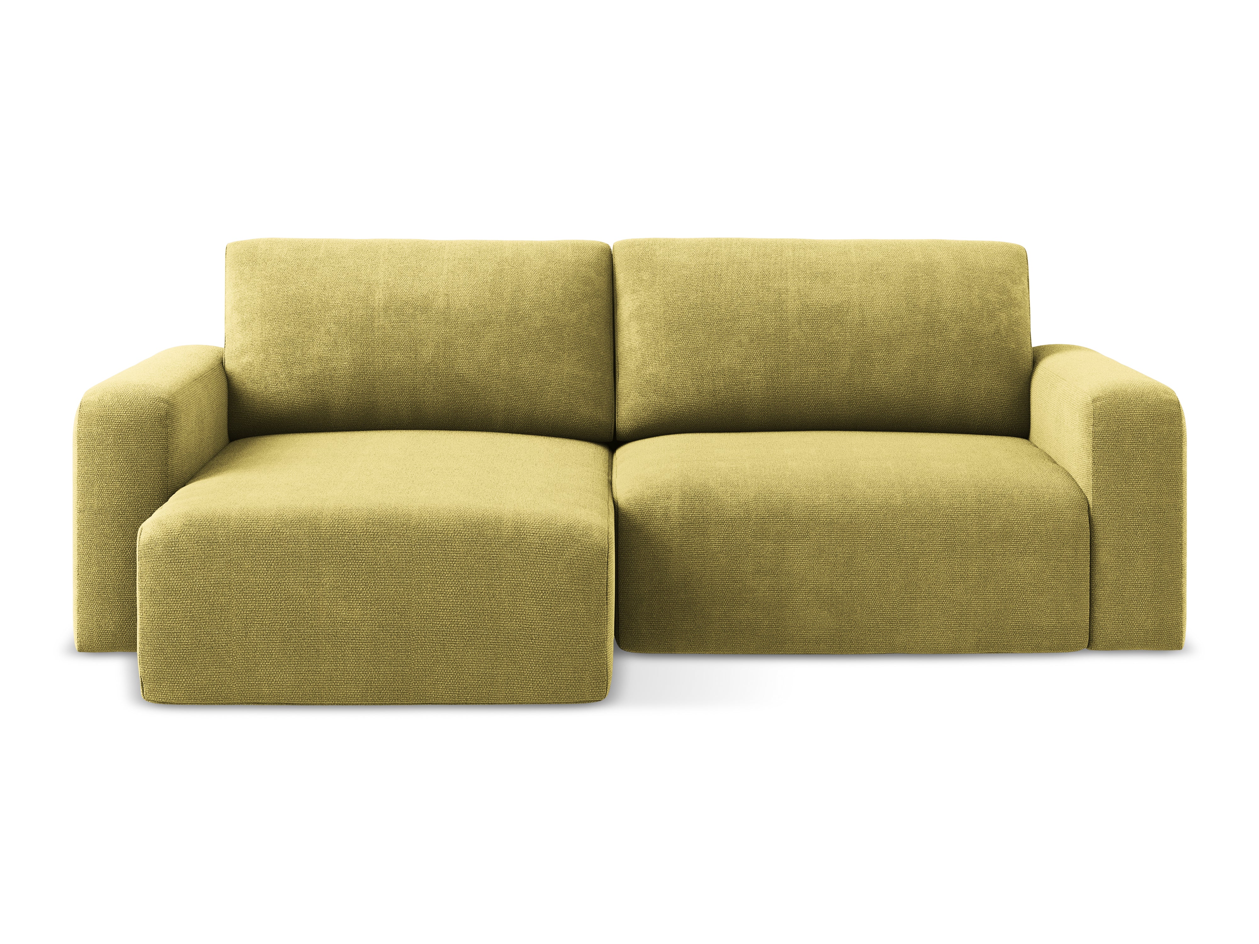Left-sided corner sofa bed KONA in lime green chenille