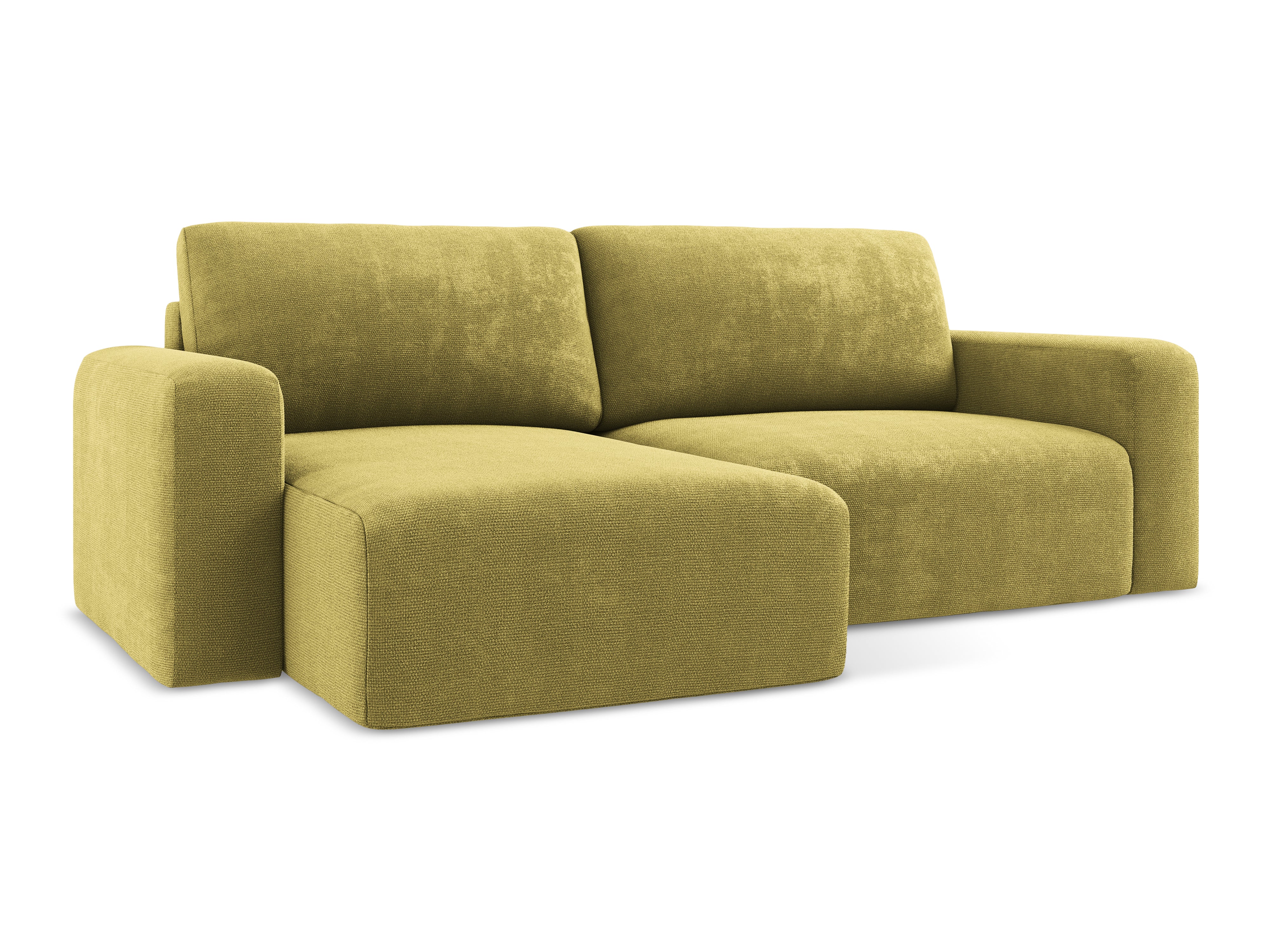 Left-sided corner sofa bed KONA in lime green chenille