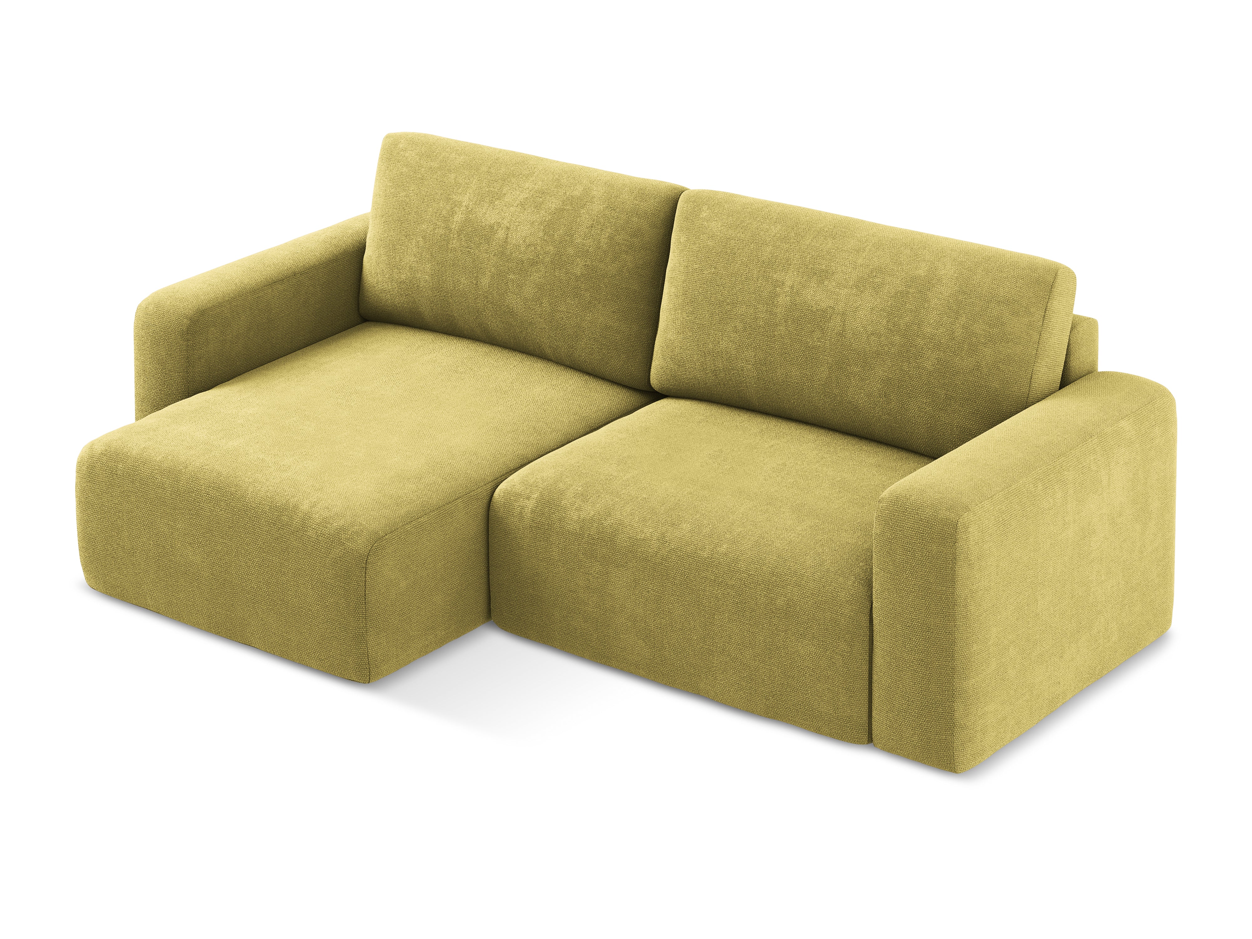 Left-sided corner sofa bed KONA in lime green chenille
