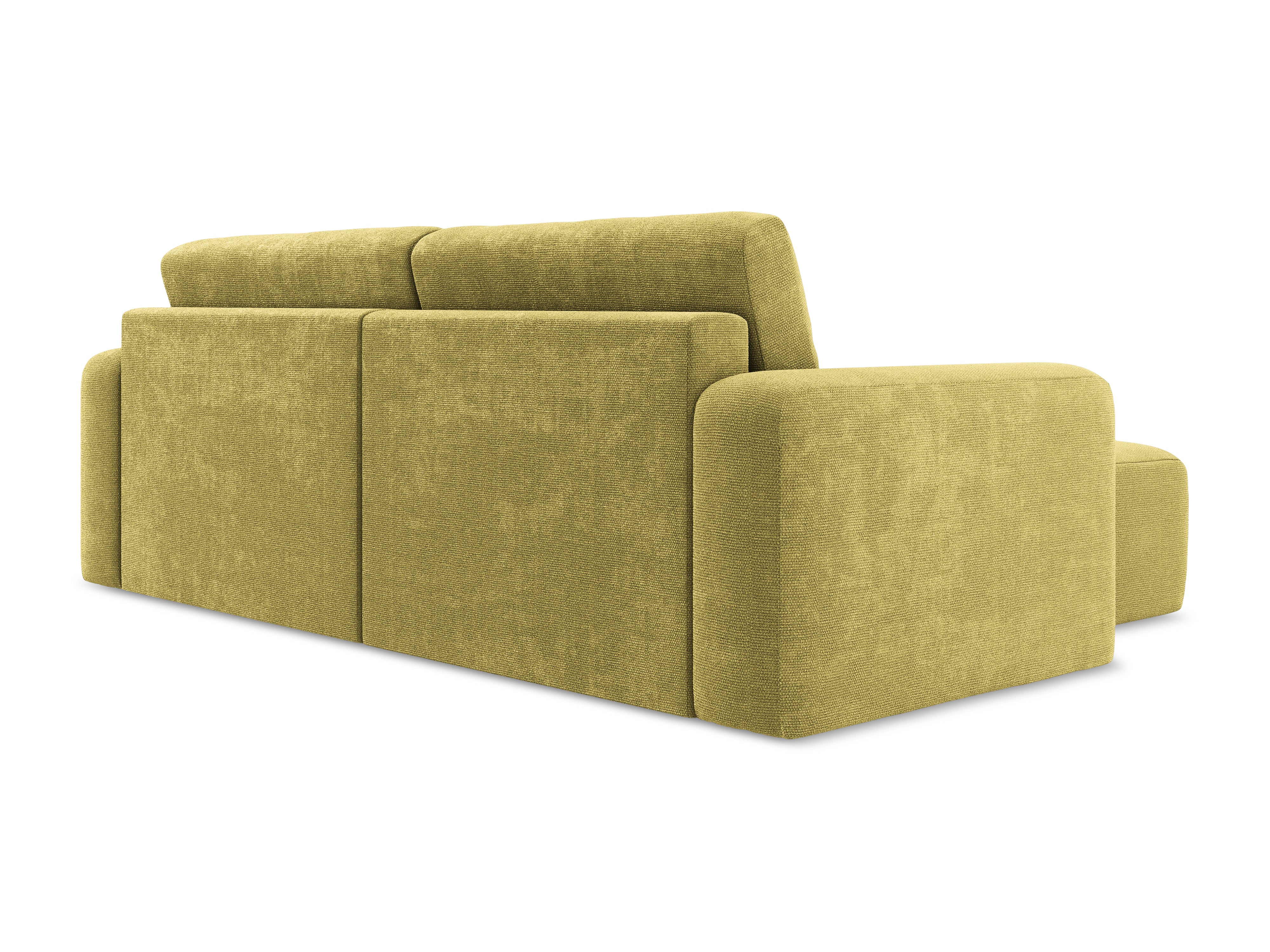 Left-sided corner sofa bed KONA in lime green chenille