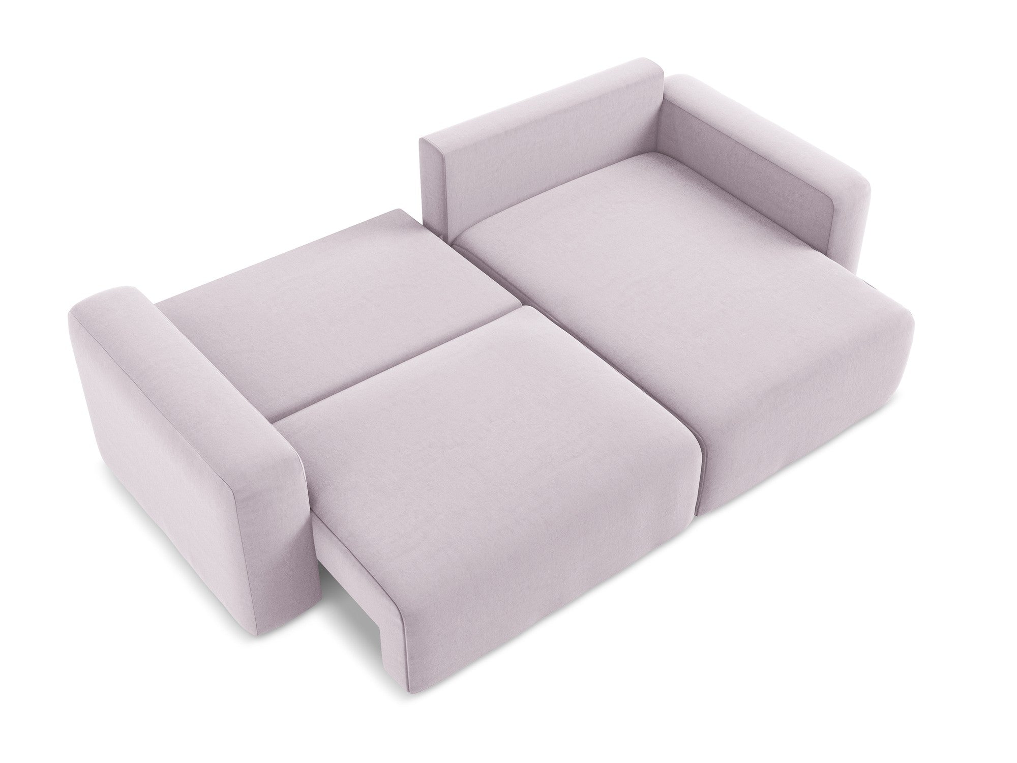 Sametový rohový gauč pravostranný s funkcí spaní KONA levandulový