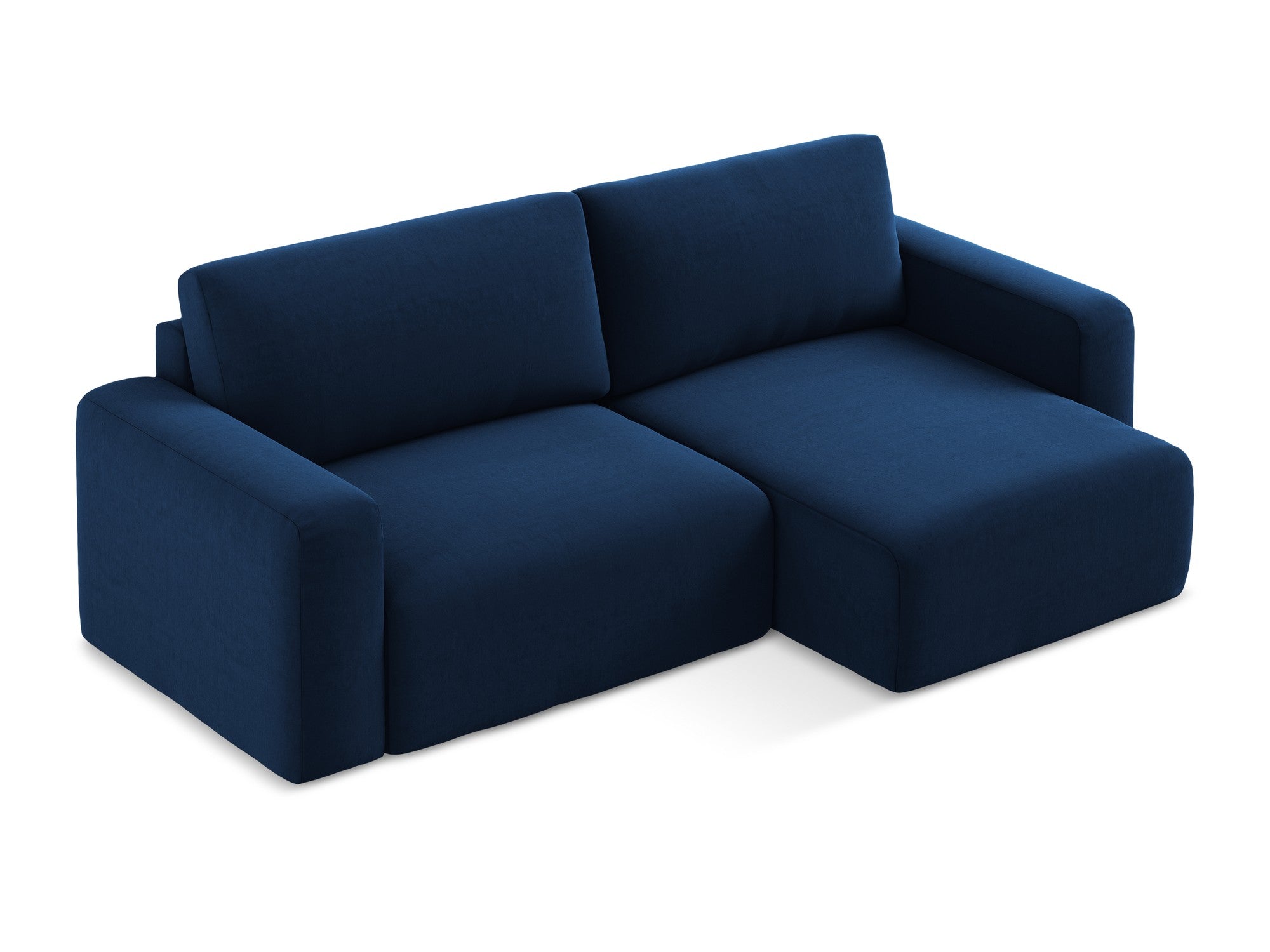Right-facing velvet corner sofa bed KONA royal blue