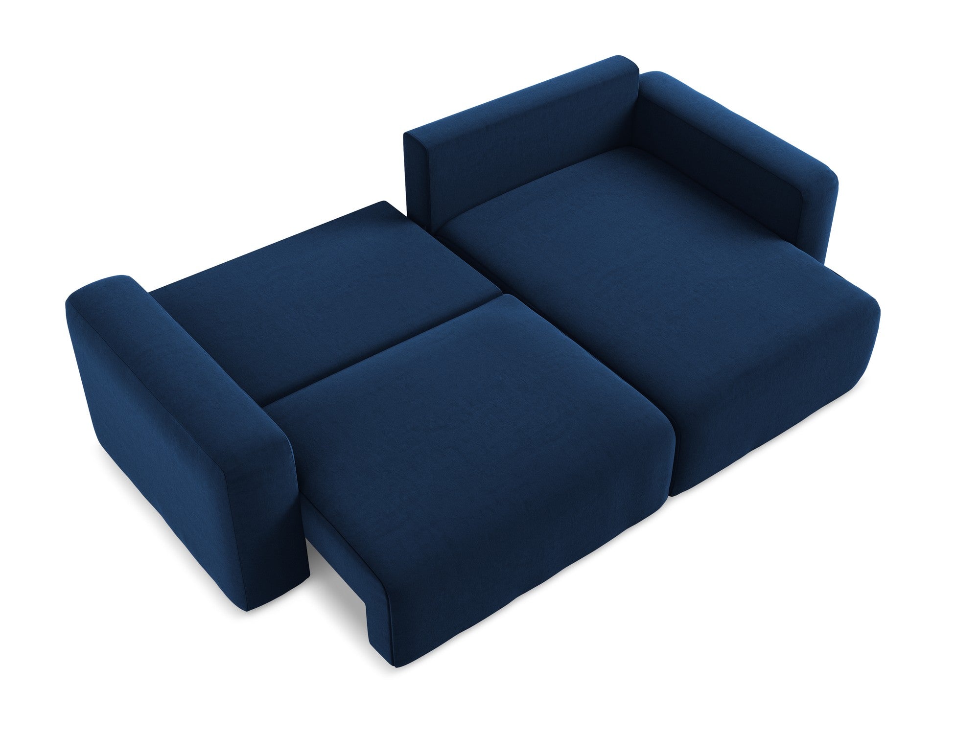 Right-facing velvet corner sofa bed KONA royal blue