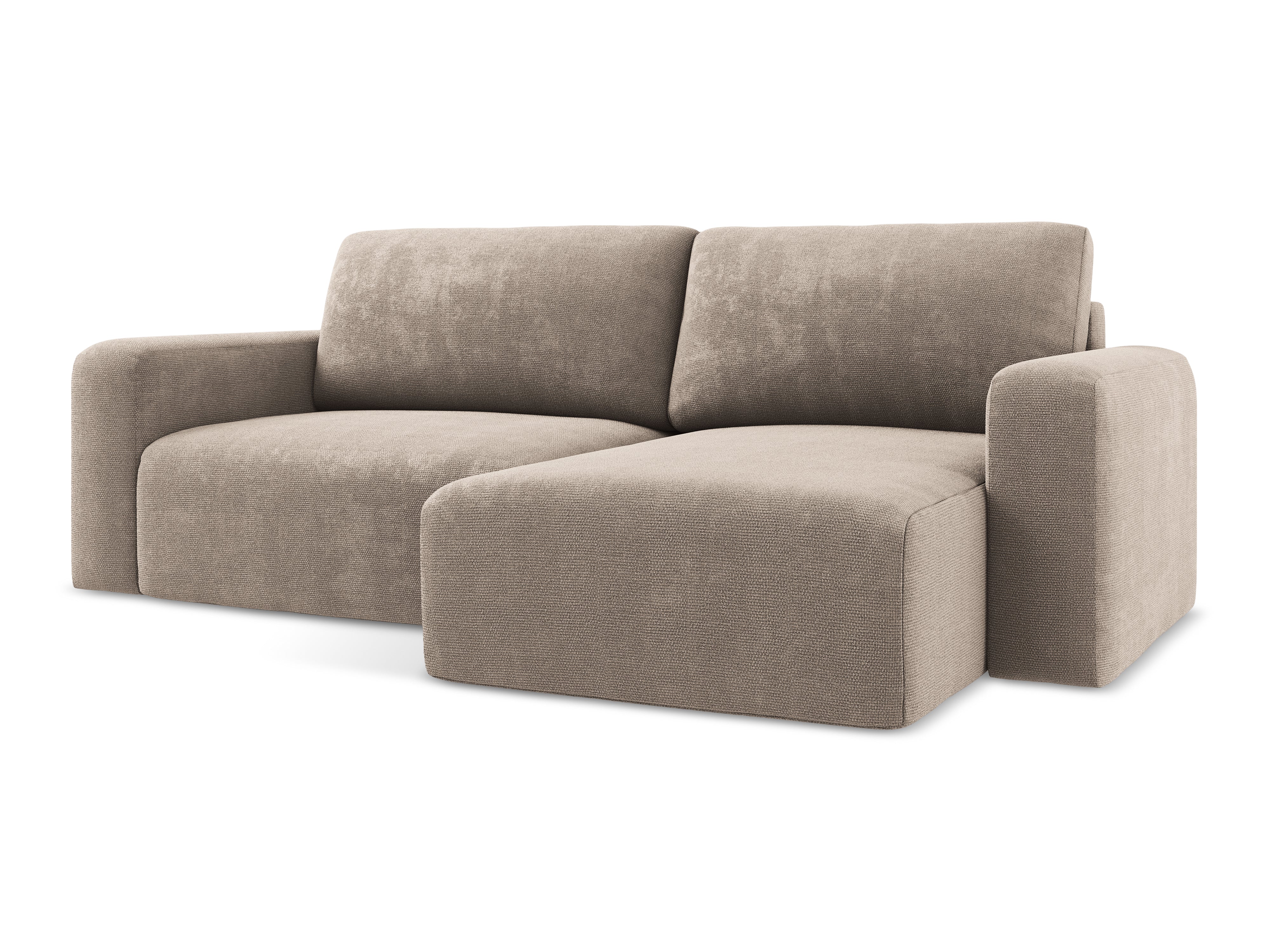 Pravostranný rohový gauč s funkcí spaní KONA tmavě béžový šenil