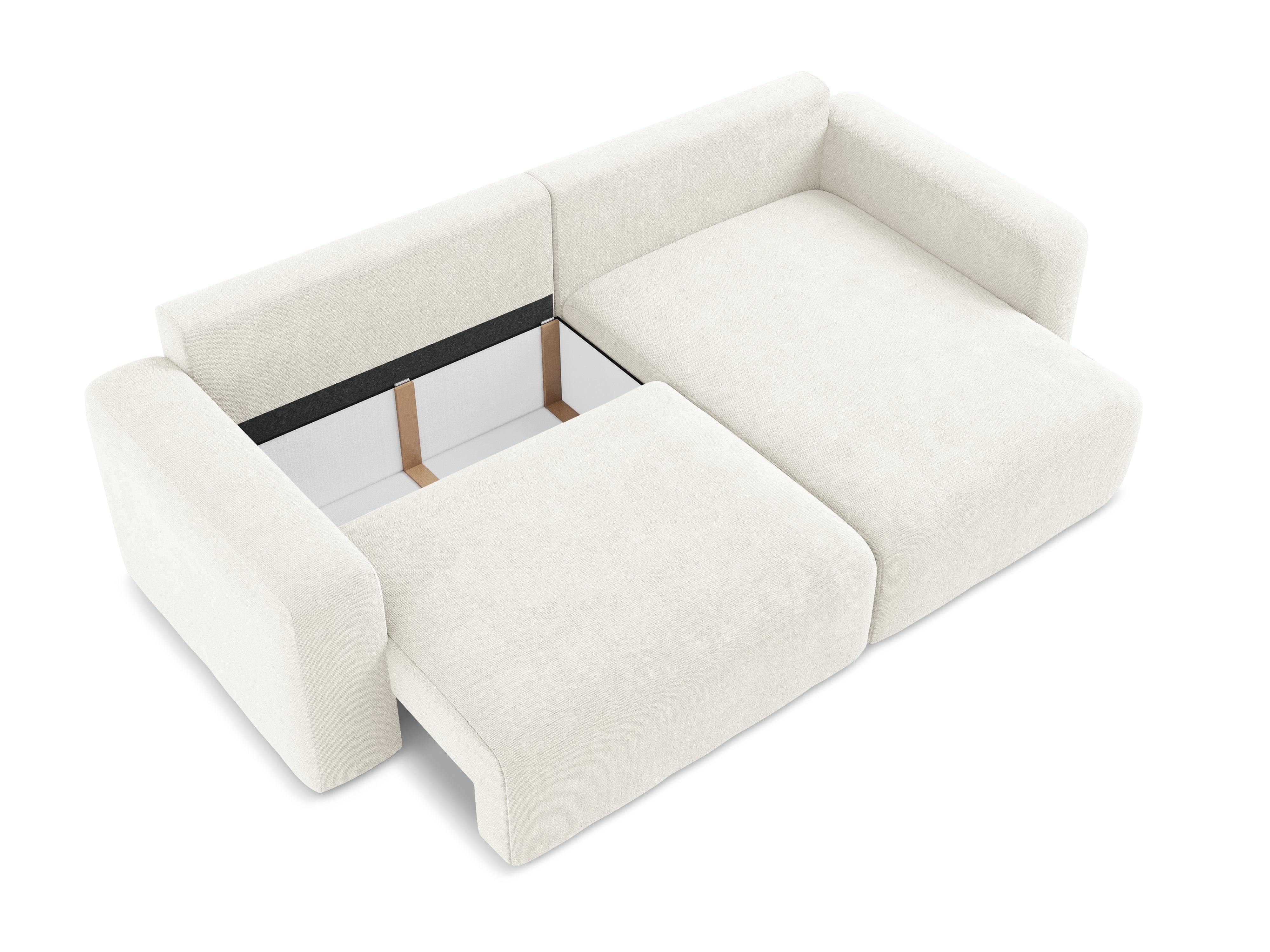 Right-facing corner sofa bed KONA white chenille