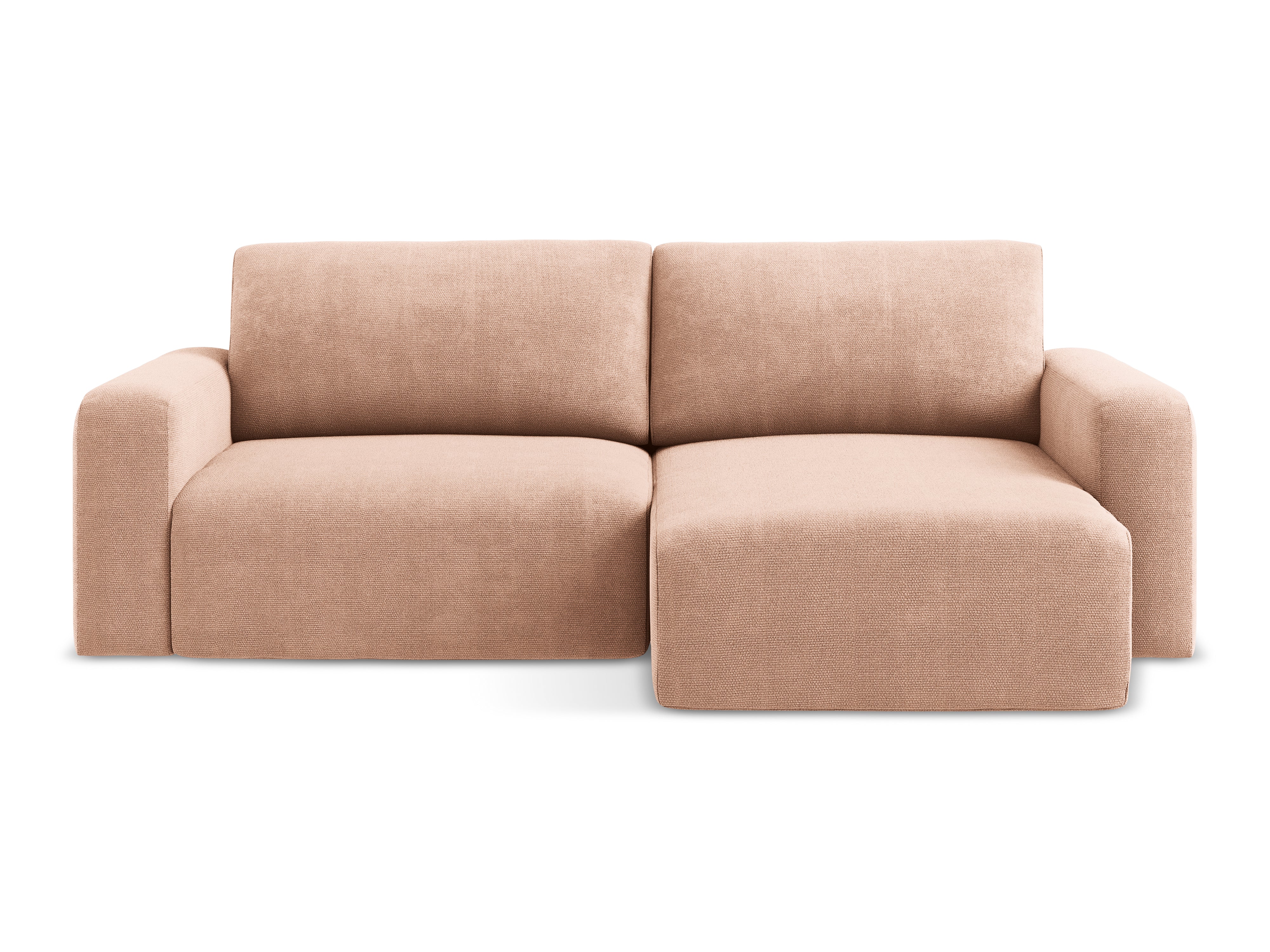 Pravostranný rohový gauč s funkcí spaní KONA broskvový šenil