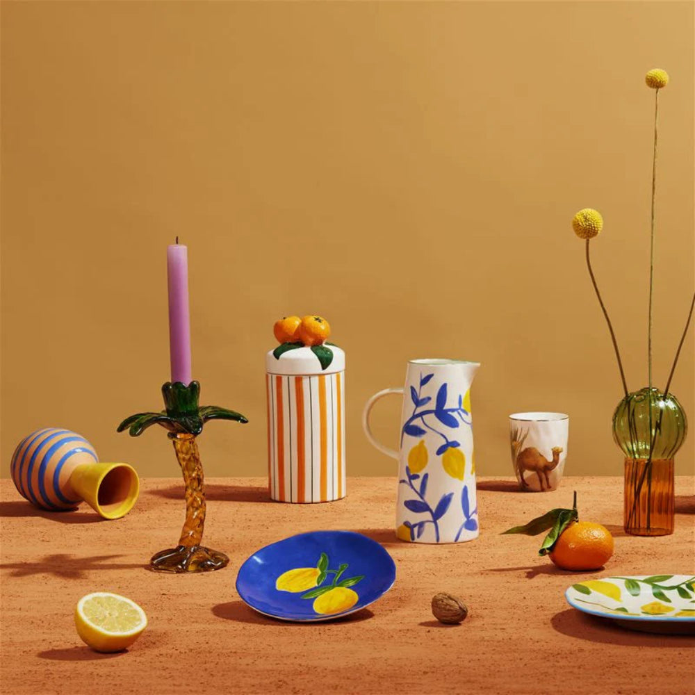 Karafka LEMON TWIG biały z żółtym i niebieskim