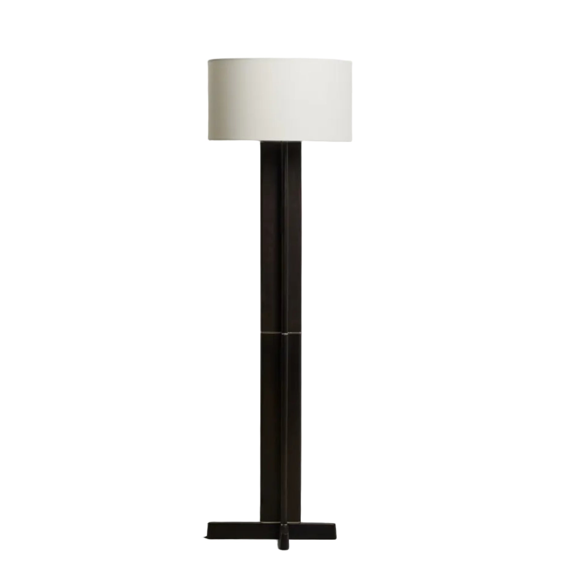 Stojací lampa NIANI šedá s tmavým dřevěným podstavcem