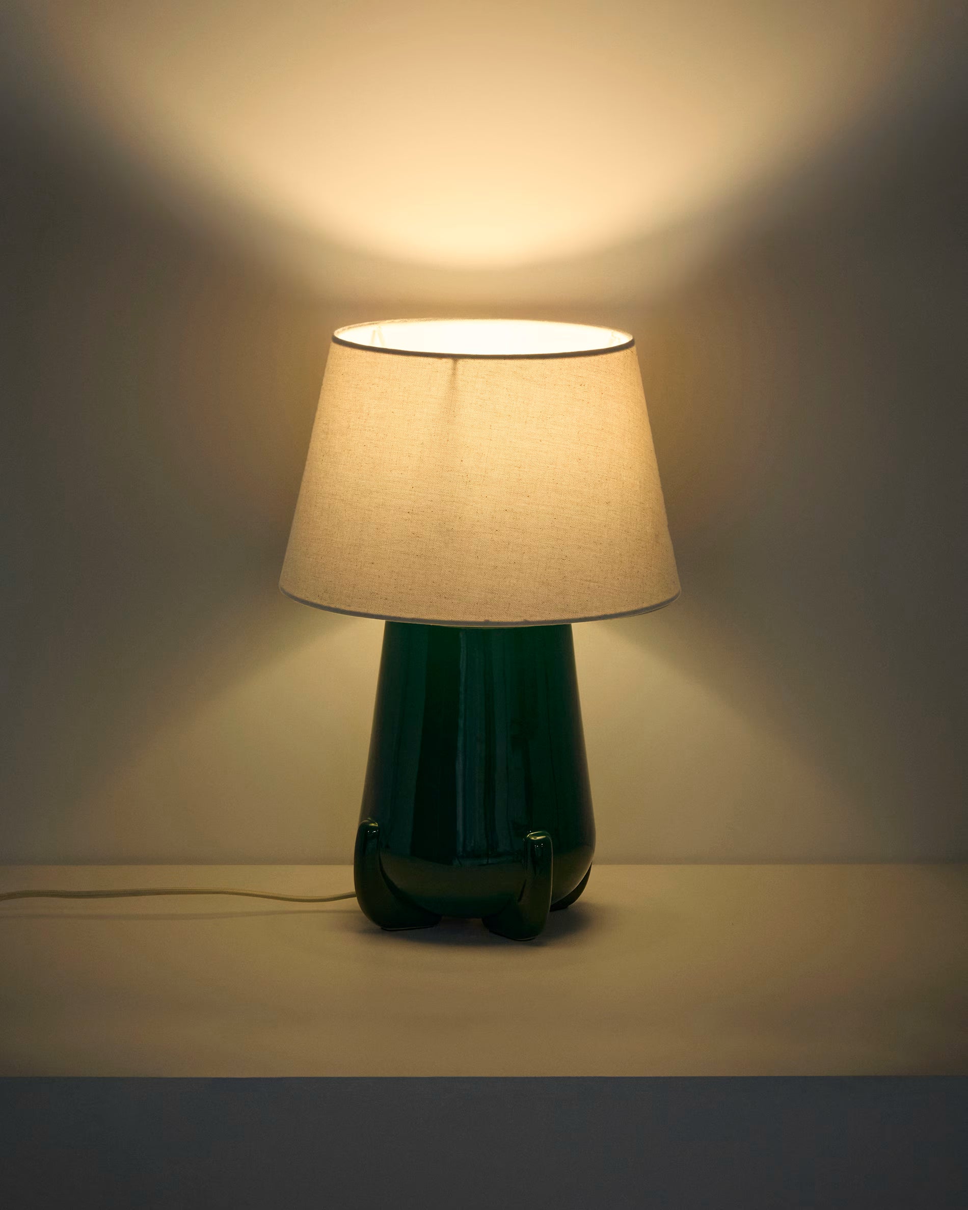 Stolní lampa ODRA béžová se zeleným podstavcem