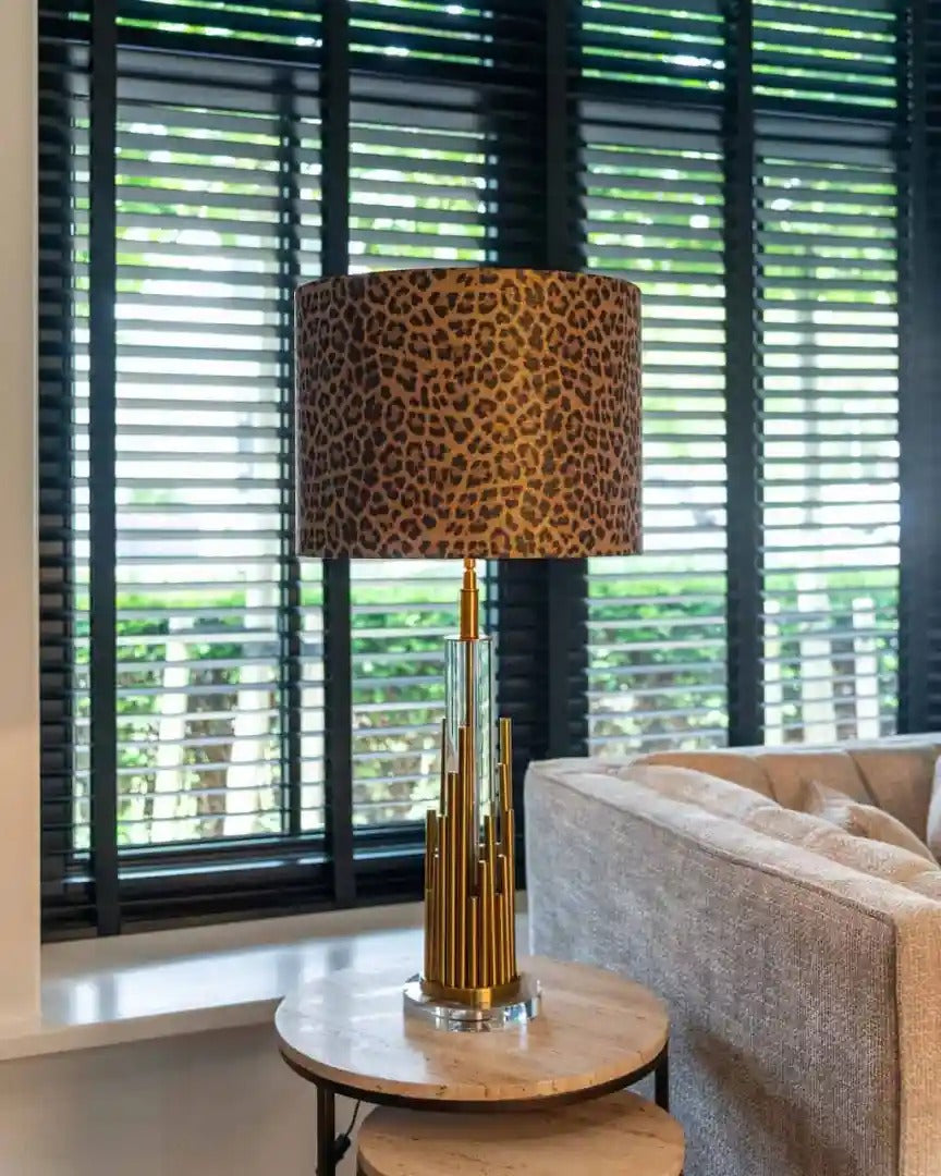 AVALON side table set travertine with brown base