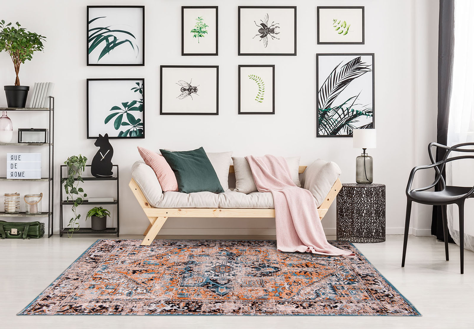 Heriz Seay Orange Orange-Blue rug