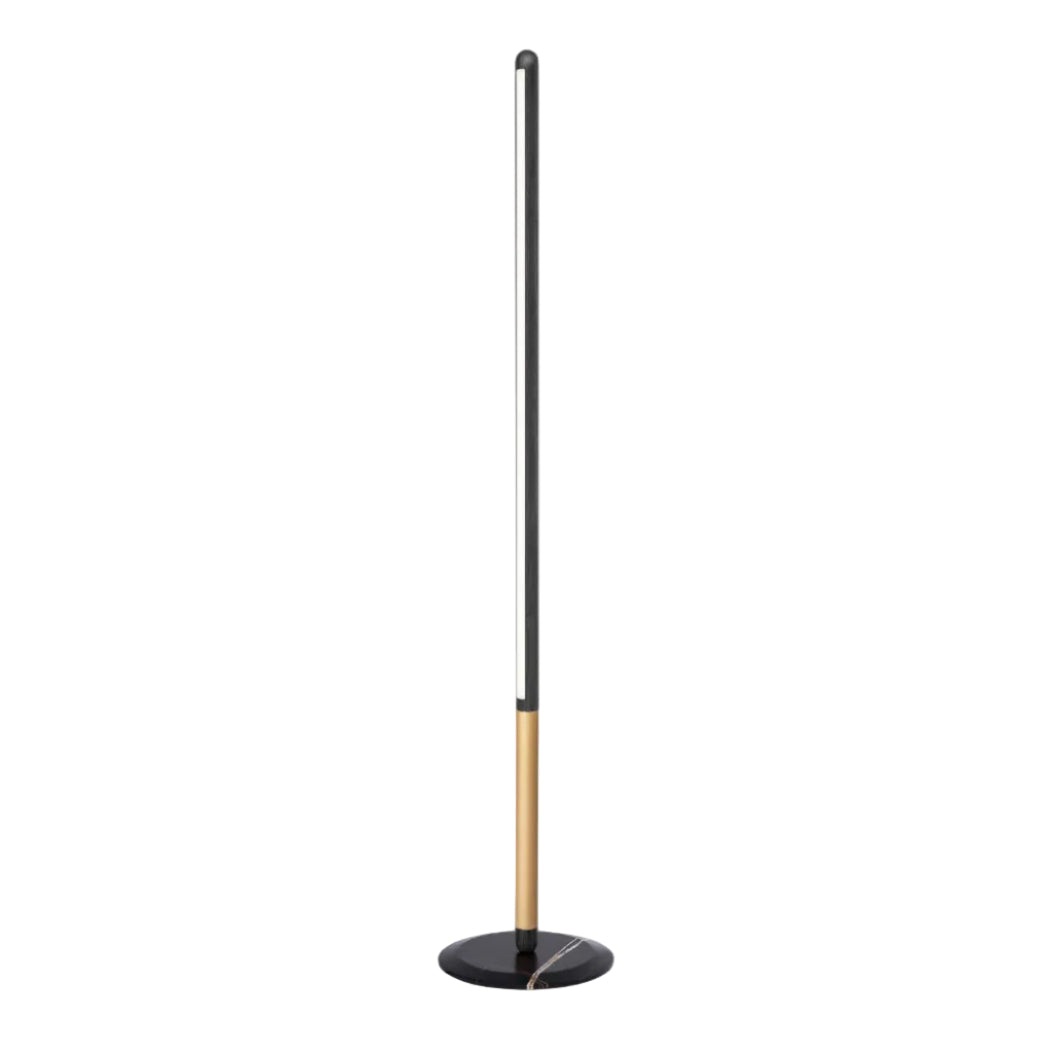 LINEA UNO Floor Lamp in Black Ash Wood with Brass Finish and Marble Base
