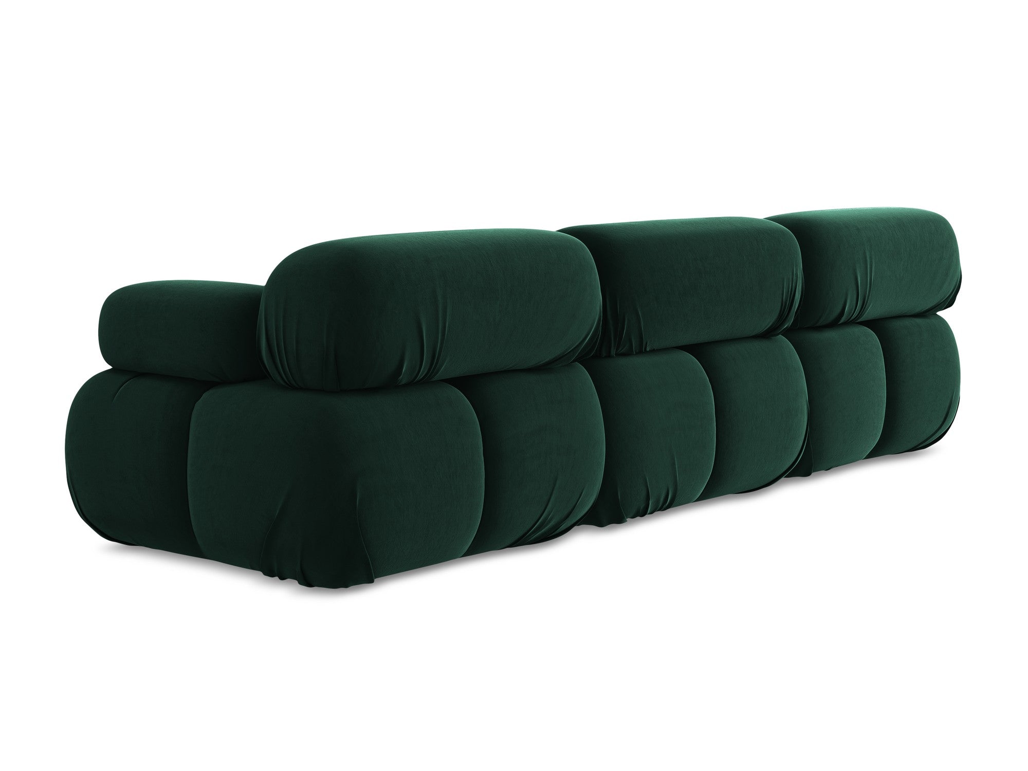Modular Velvet Sofa for 3 People LOKUA in Bottle Green