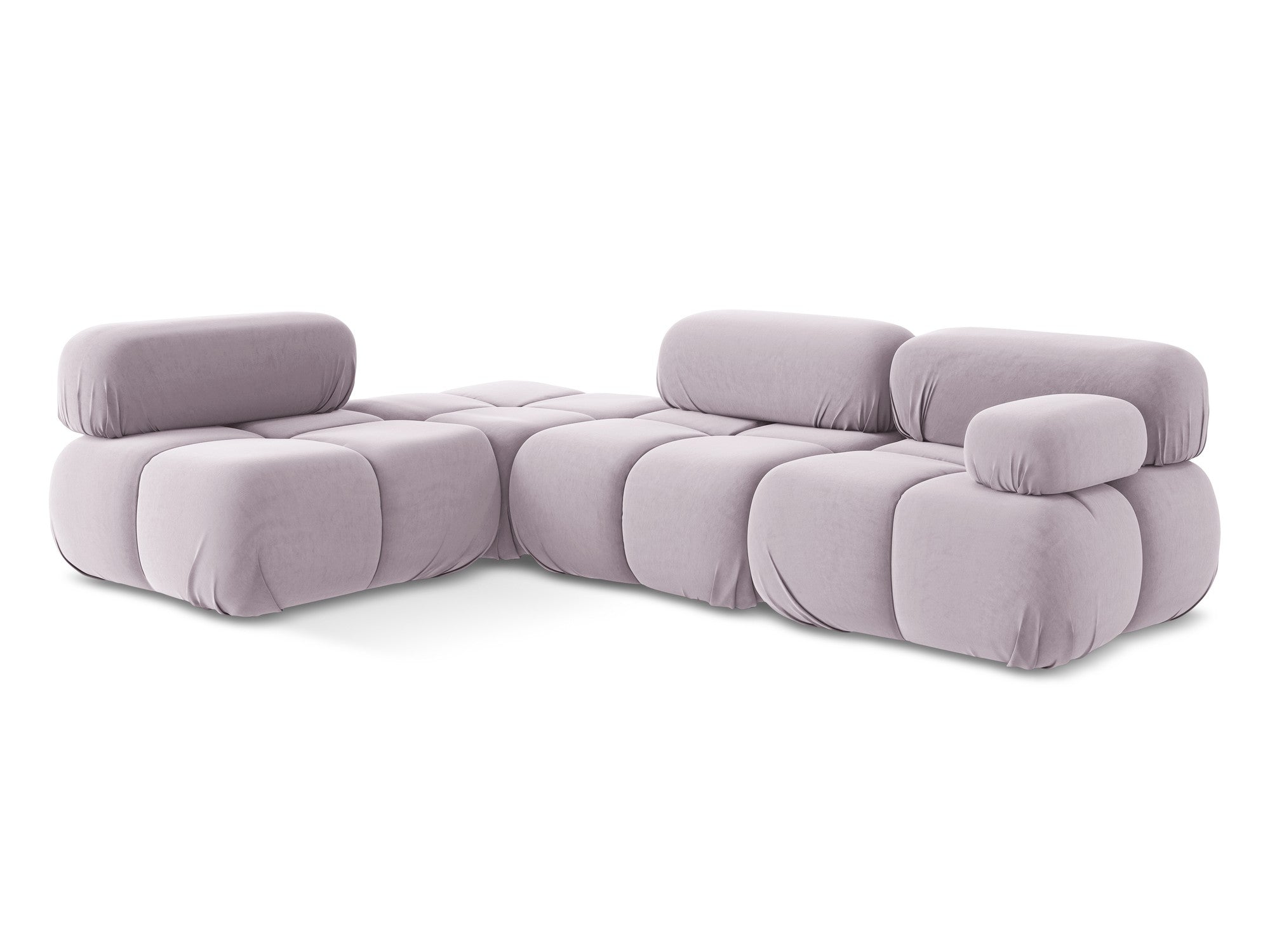 Left-sided velvet modular corner sofa LOKUA in lavender