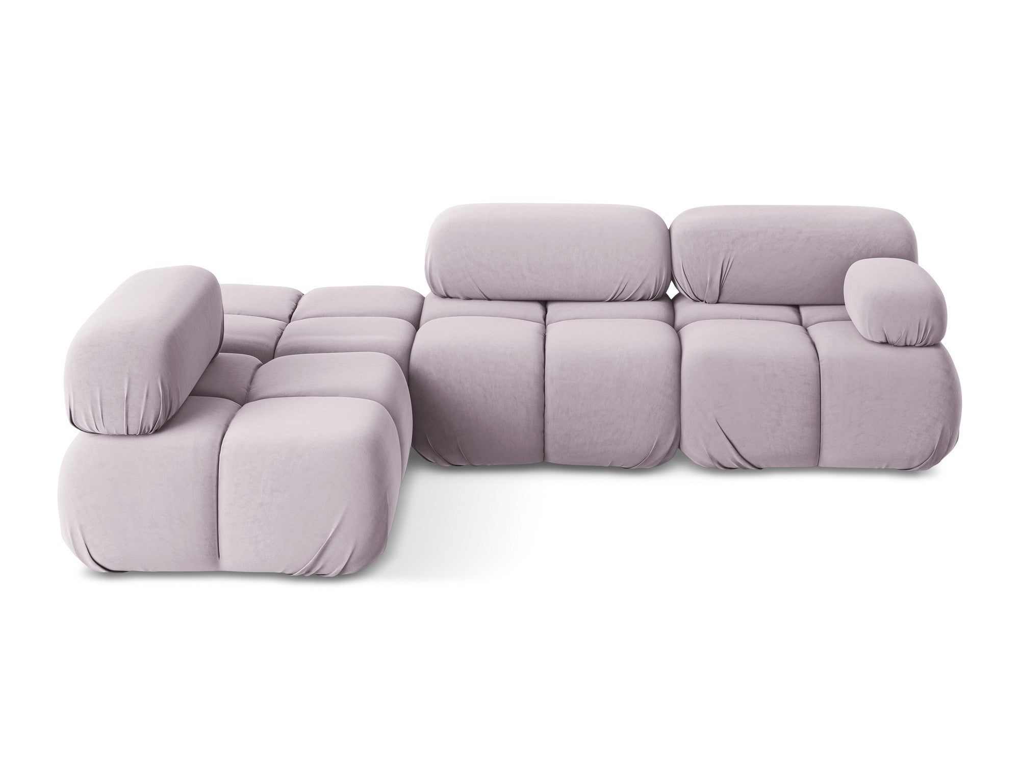 Left-sided velvet modular corner sofa LOKUA in lavender