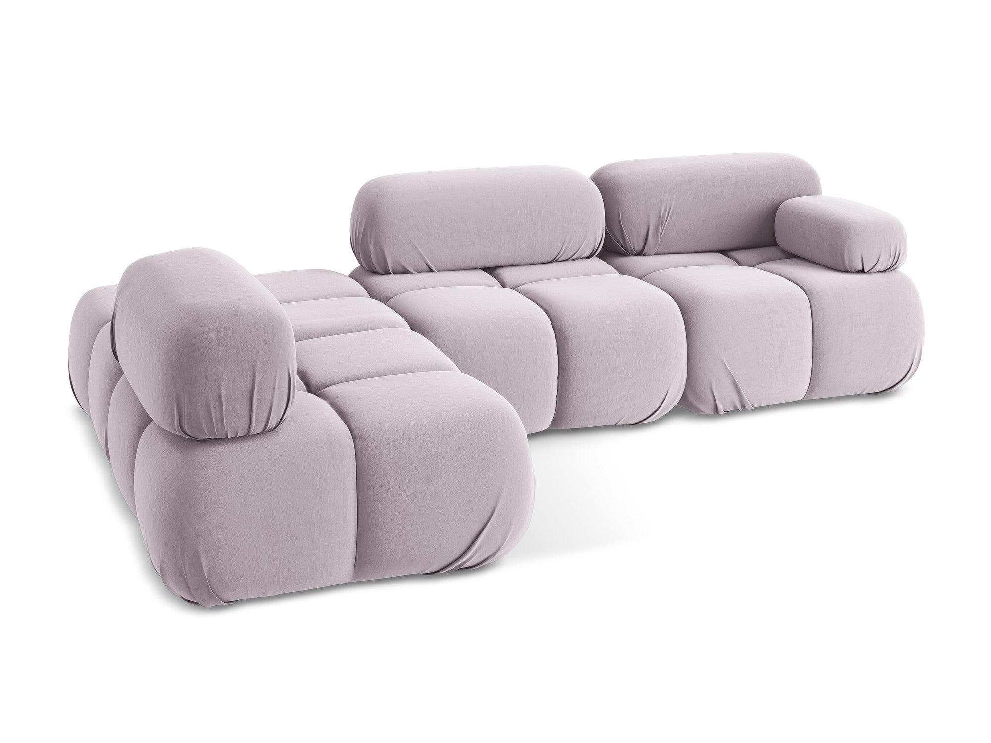 Left-sided velvet modular corner sofa LOKUA in lavender