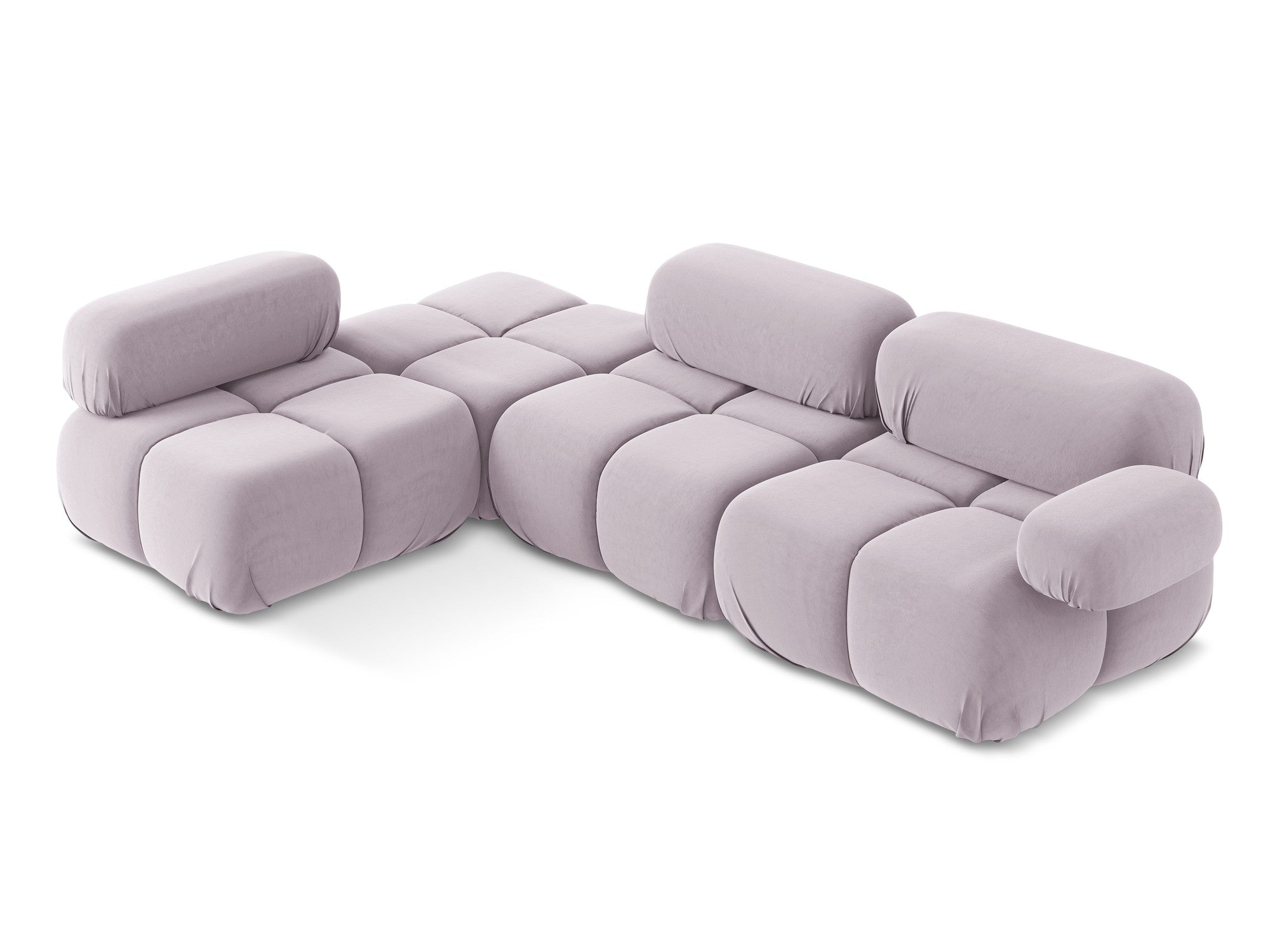 Left-sided velvet modular corner sofa LOKUA in lavender