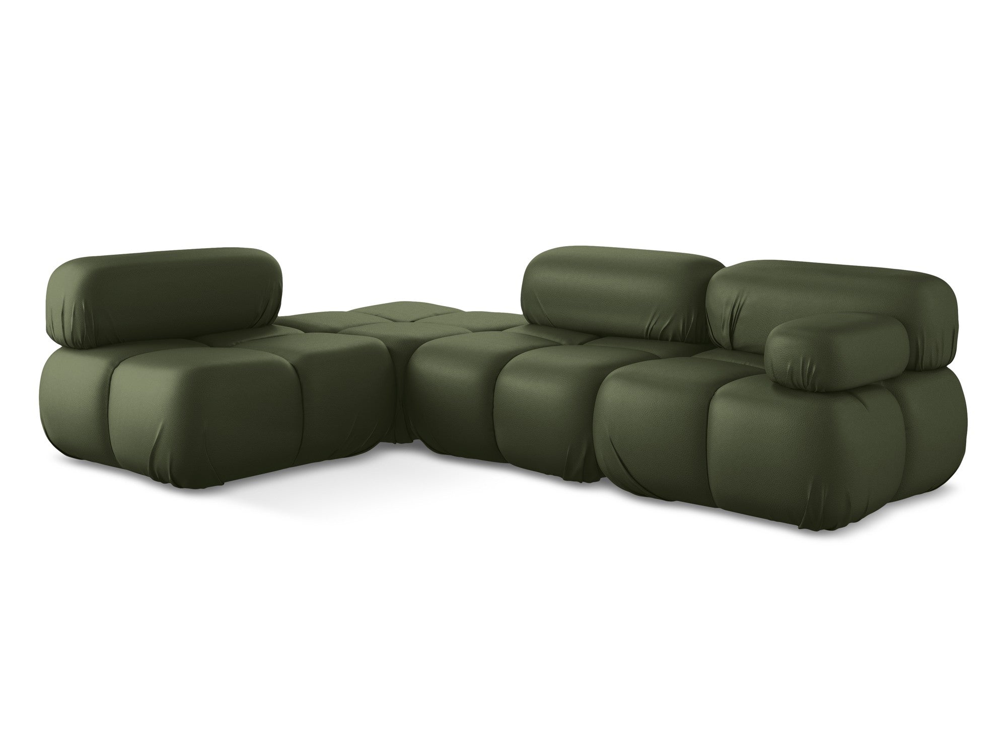Left-sided modular corner sofa LOKUA dark green eco-leather