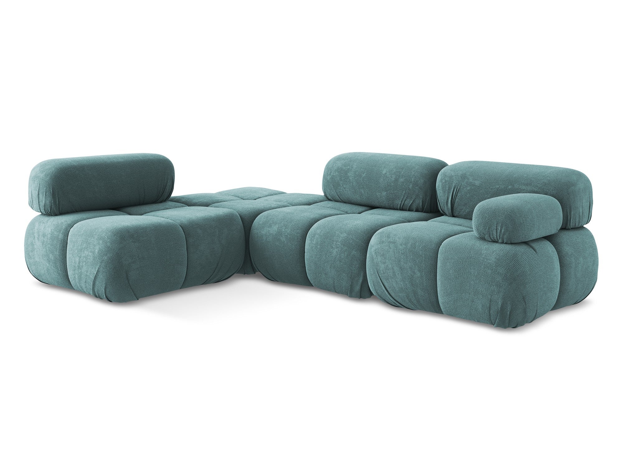 Left-sided modular corner sofa LOKUA denim blue chenille