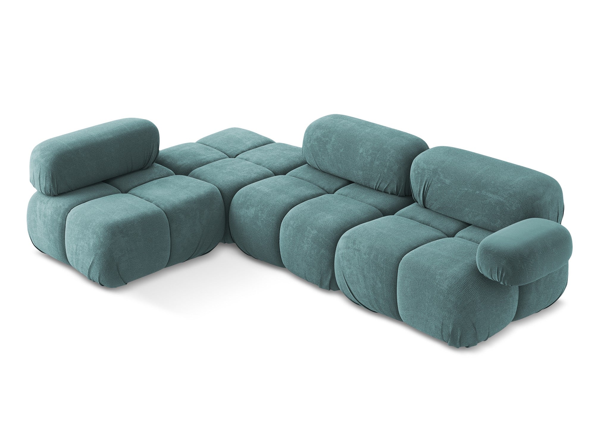 Left-sided modular corner sofa LOKUA denim blue chenille