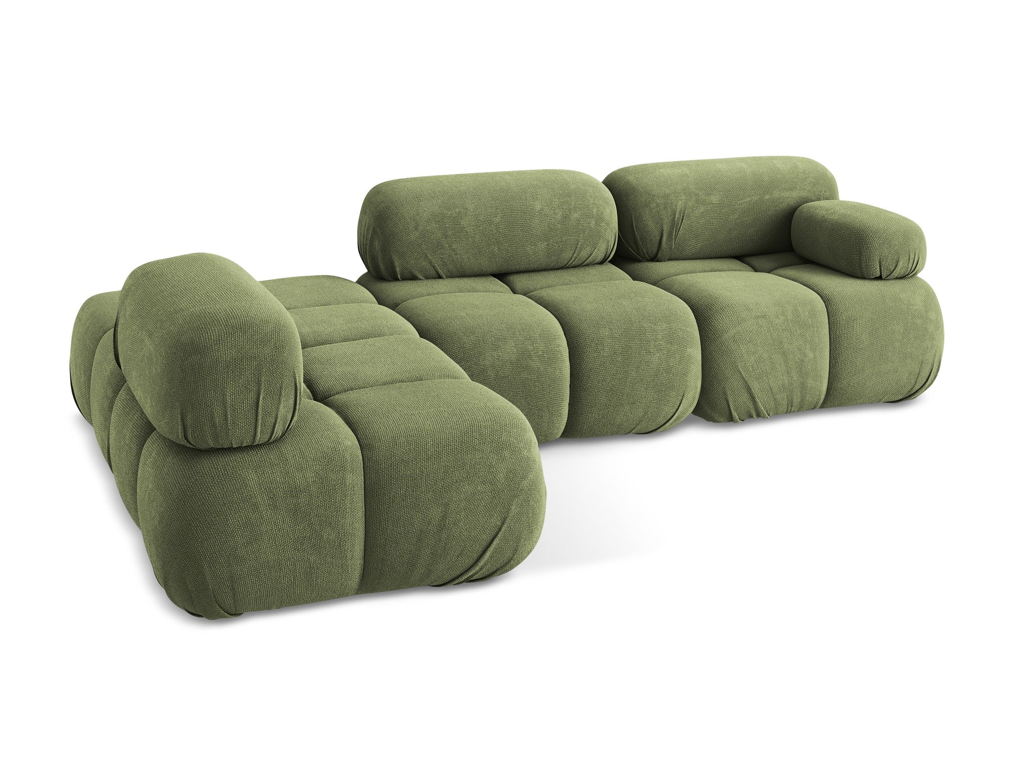 Left-facing modular corner sofa LOKUA green chenille
