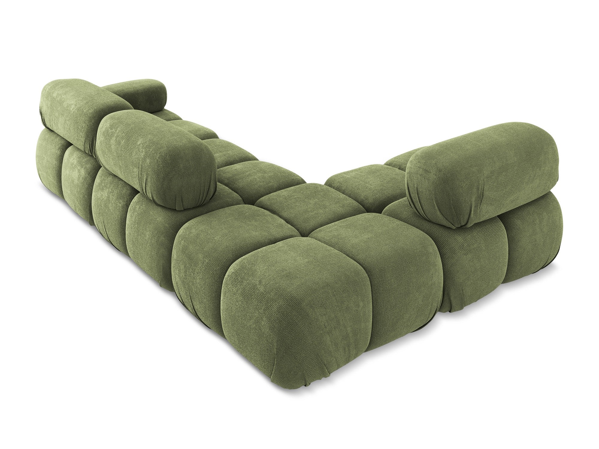 Left-facing modular corner sofa LOKUA green chenille