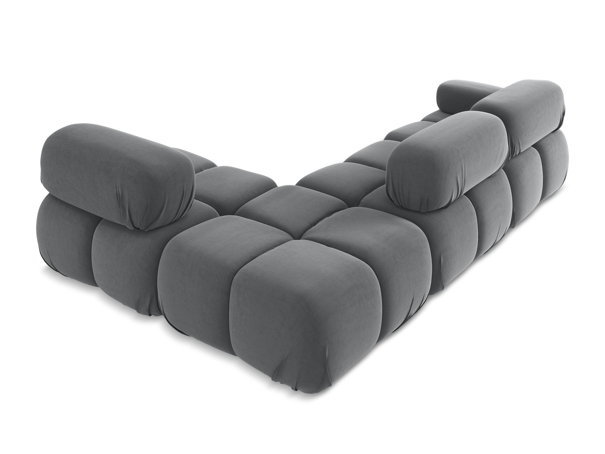 Right-facing modular velvet corner sofa LOKUA in steel gray