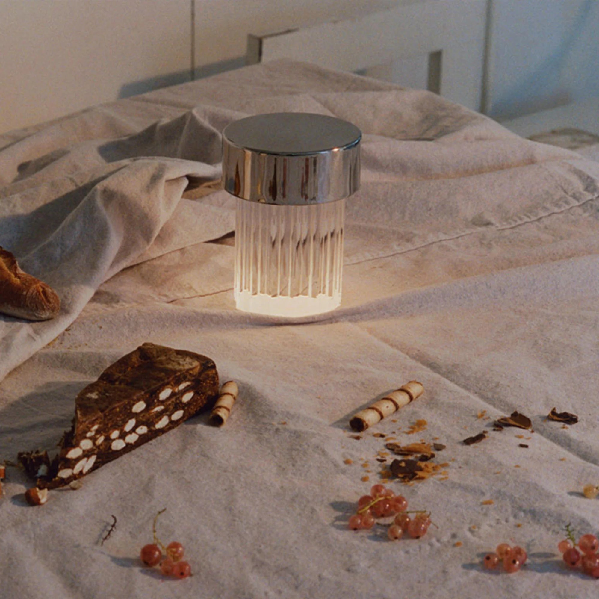 LAST ORDER FLUTED Portable Lamp Silver