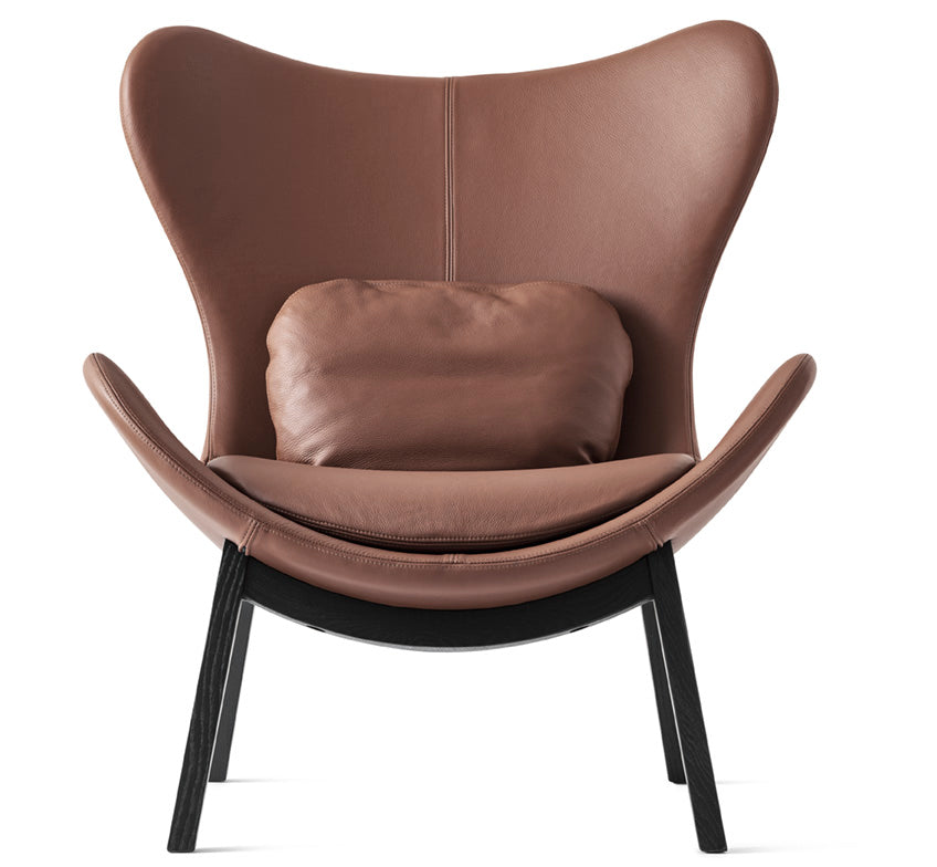 Křeslo LAZY čalouněné s černým dřevěným podstavcem