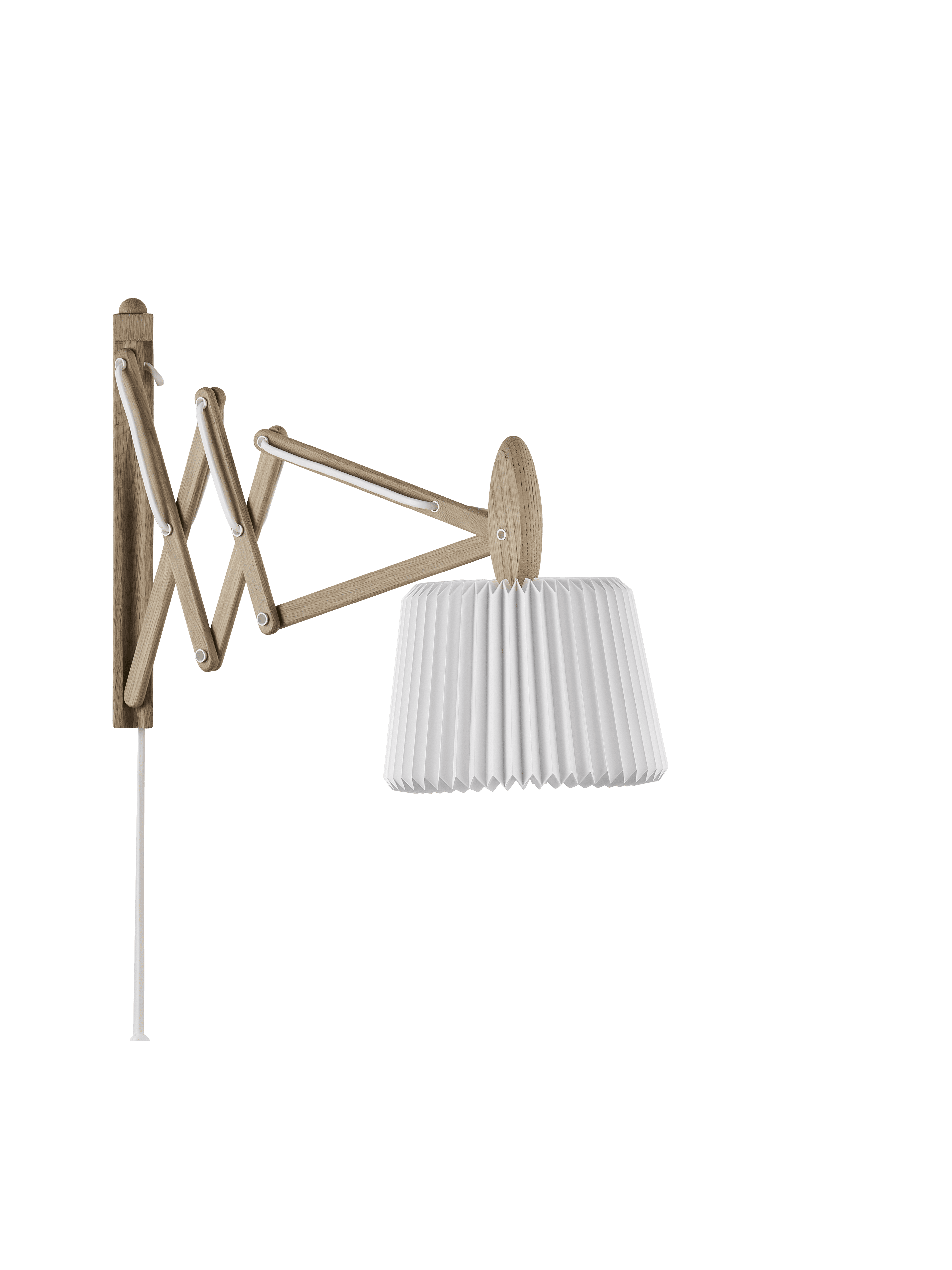 Nástěnná lampa MODEL 223 120 SAX bílá s jasným dubovým podstavcem