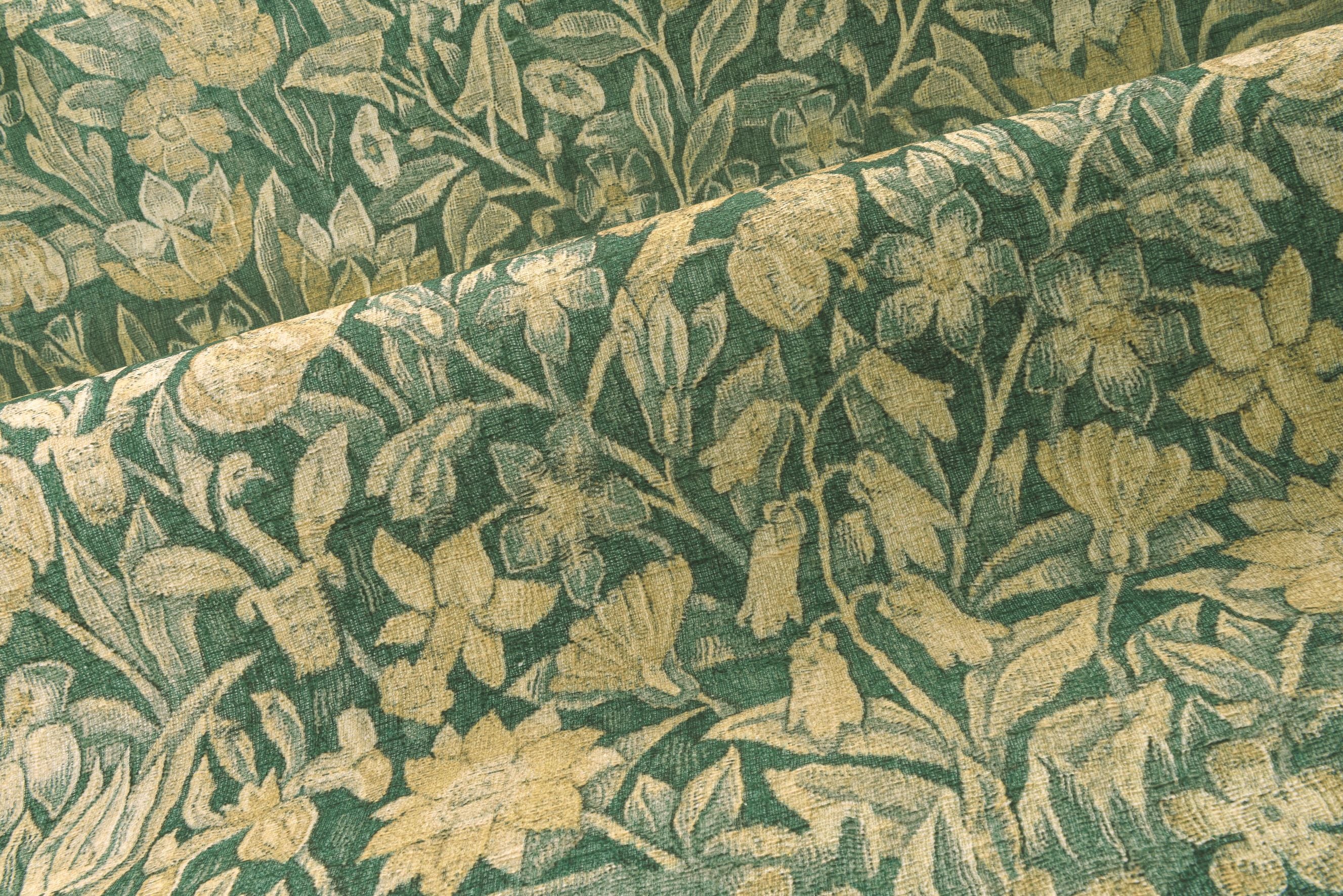Textile wallpaper with a floral motif BOUQUET brown with beige