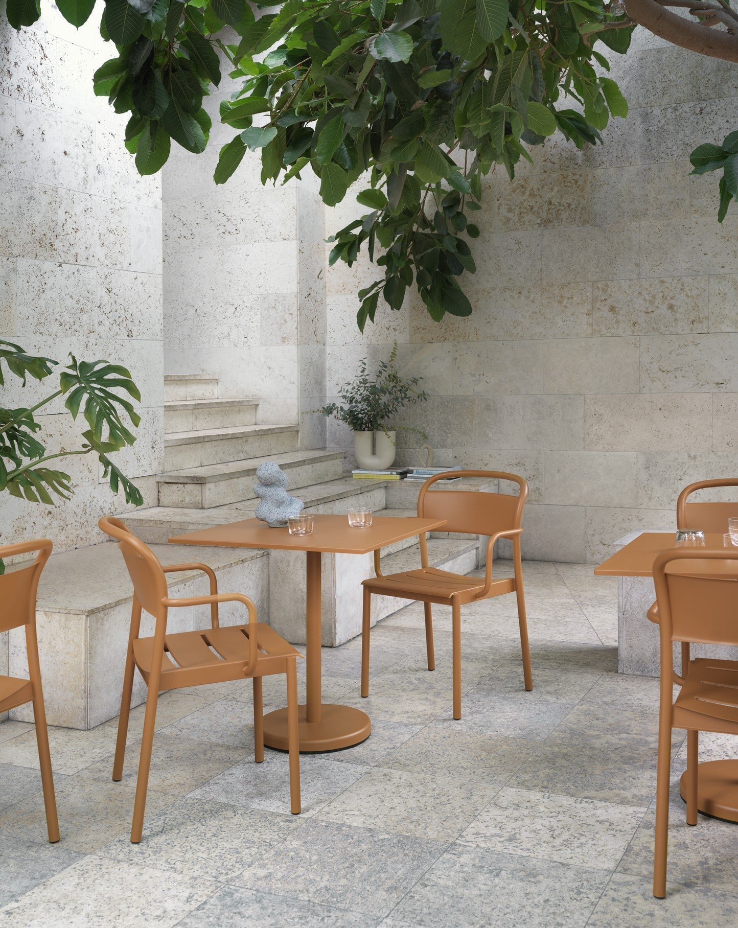 Outdoor bar table LINEAR orange steel