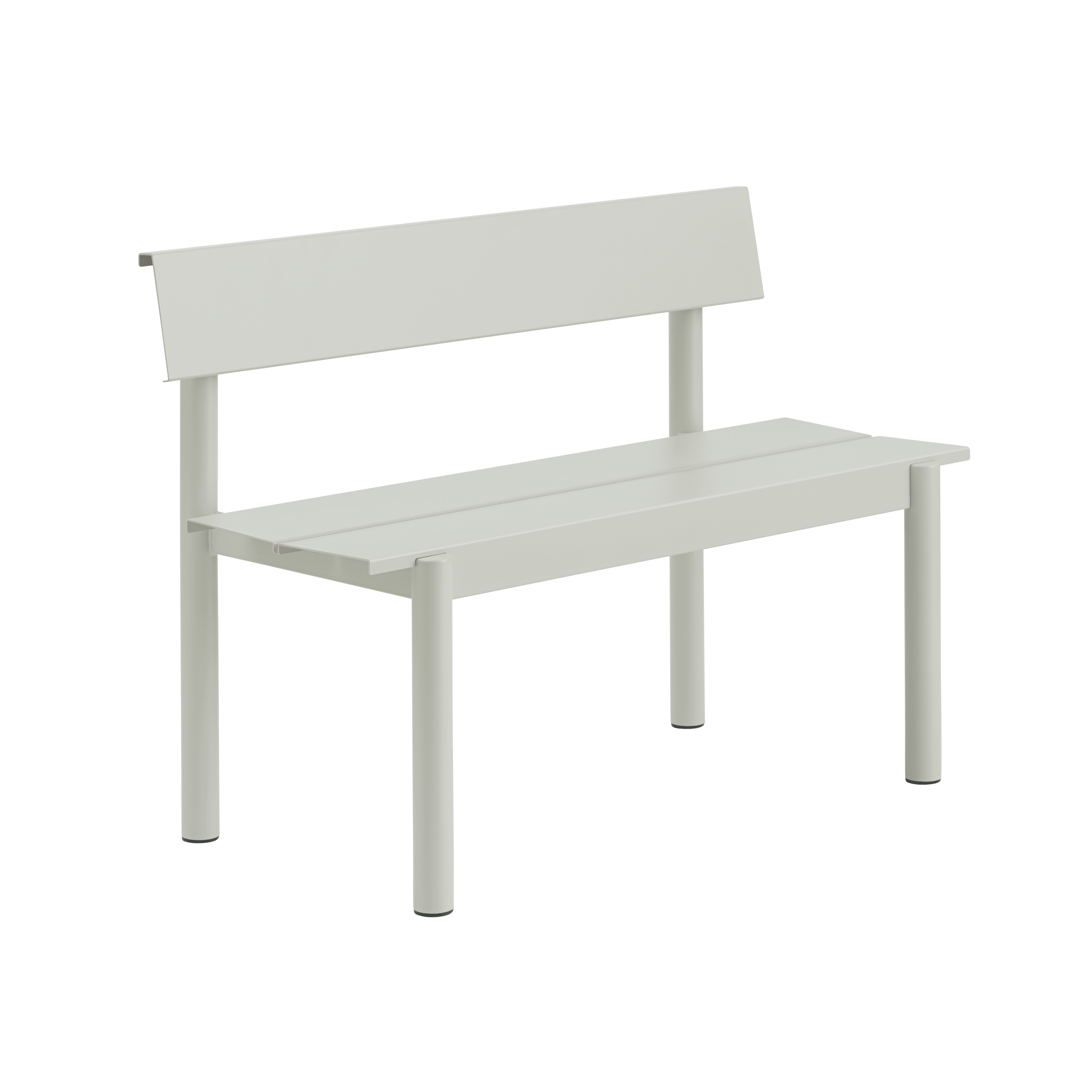 LINEAR Gray Steel Outdoor Bench with Backrest