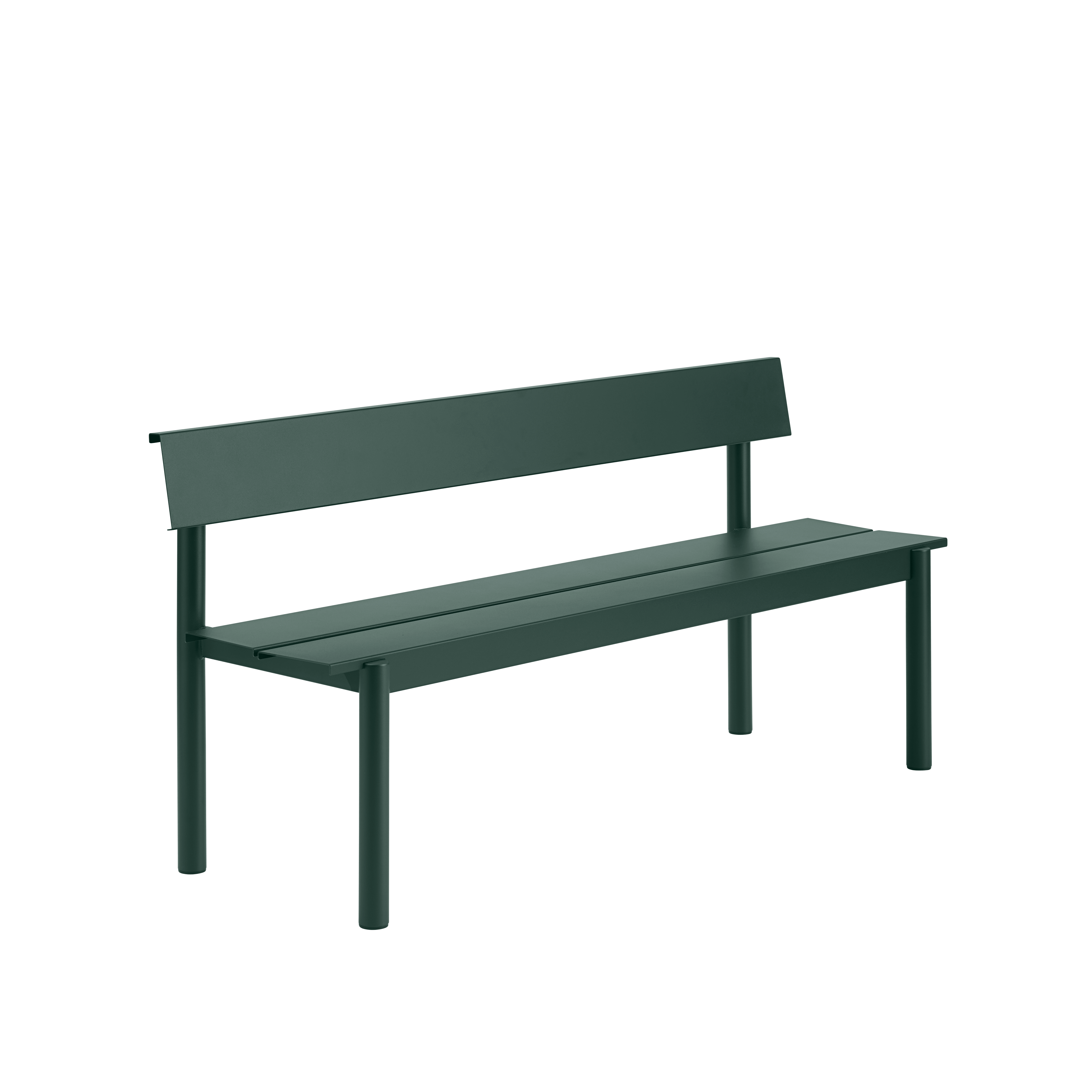 Zahradní lavice s opěradlem LINEAR tmavě zelená ocel