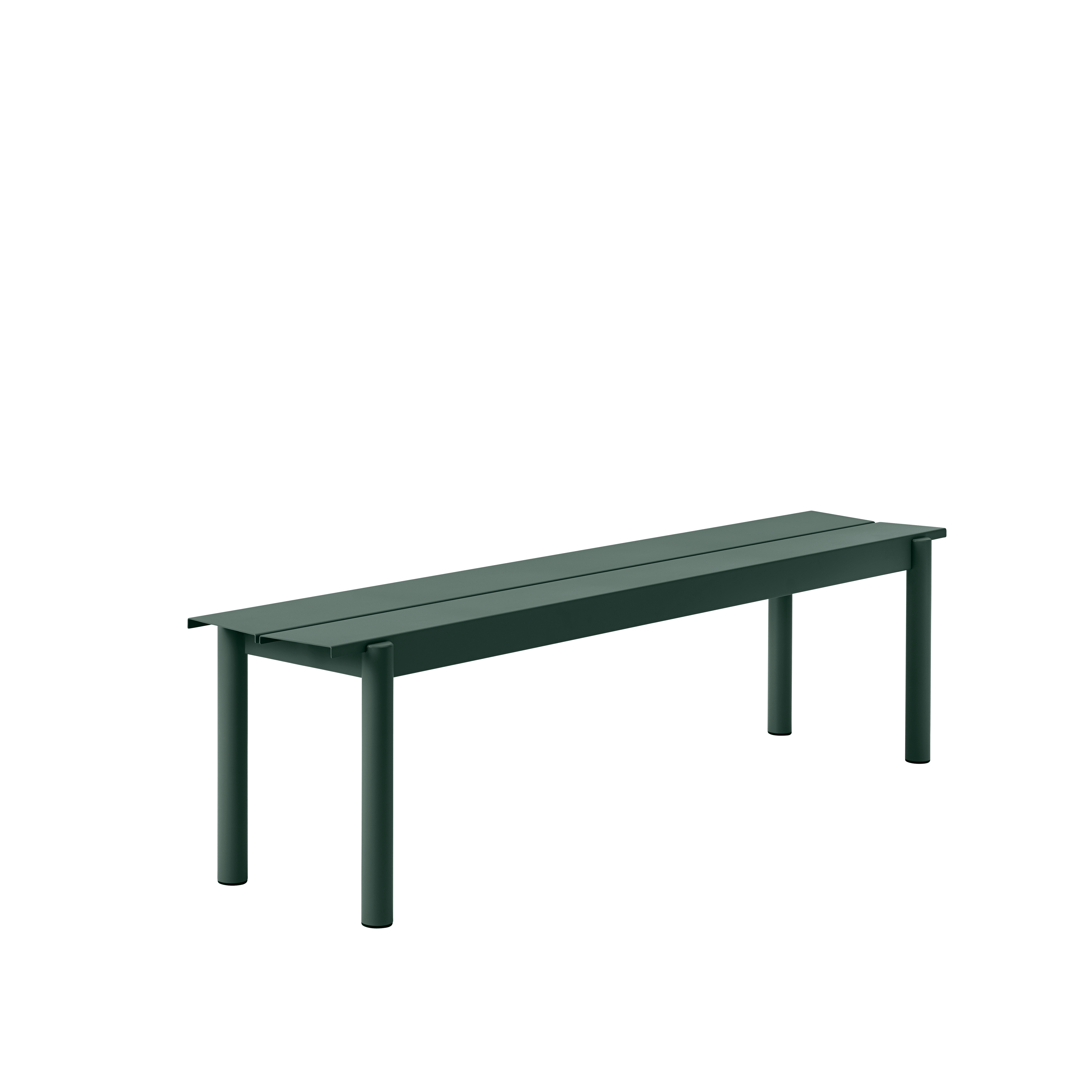Zahradní lavice LINEAR tmavě zelená ocel