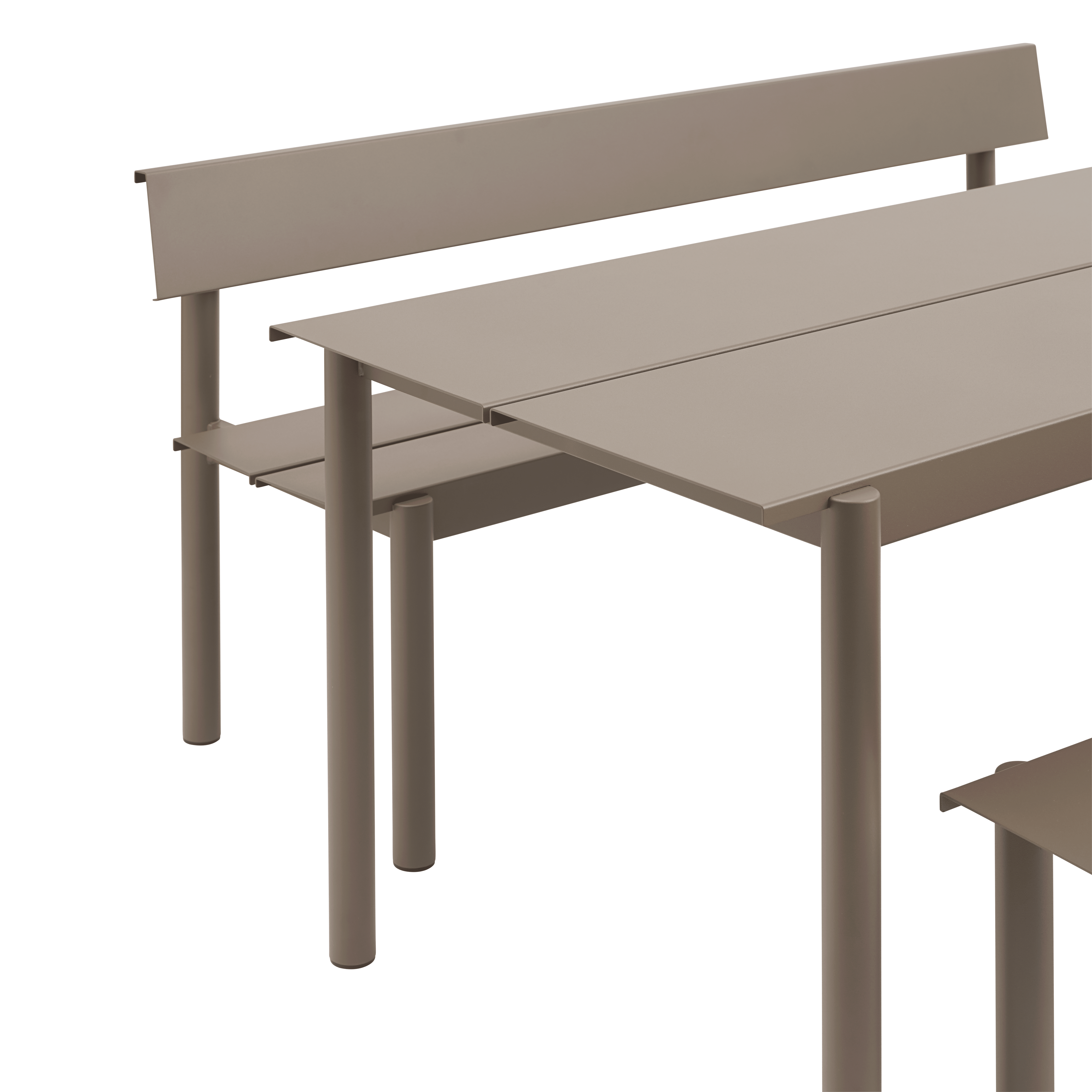 Outdoor bench with backrest LINEAR taupe steel