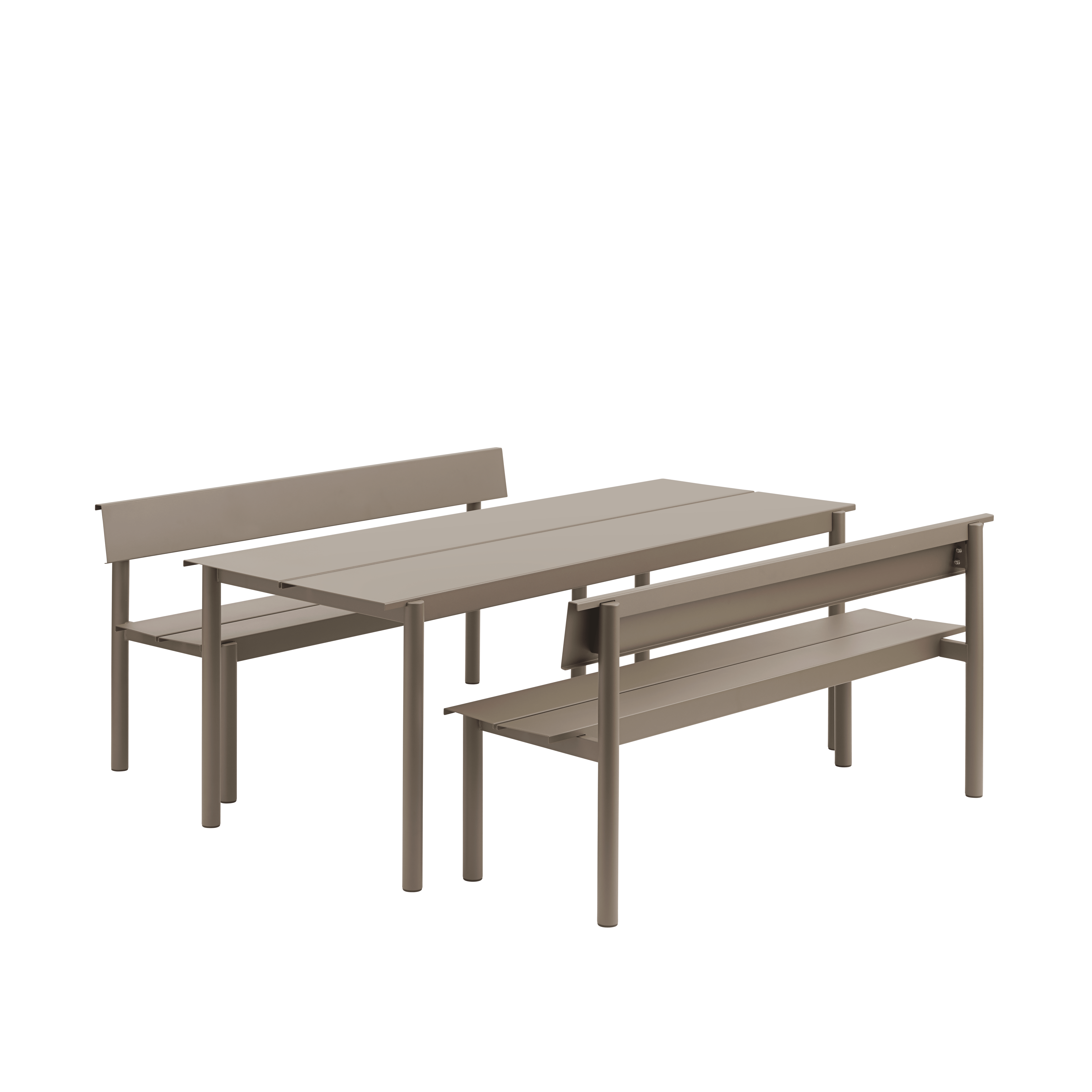 Outdoor bench with backrest LINEAR taupe steel
