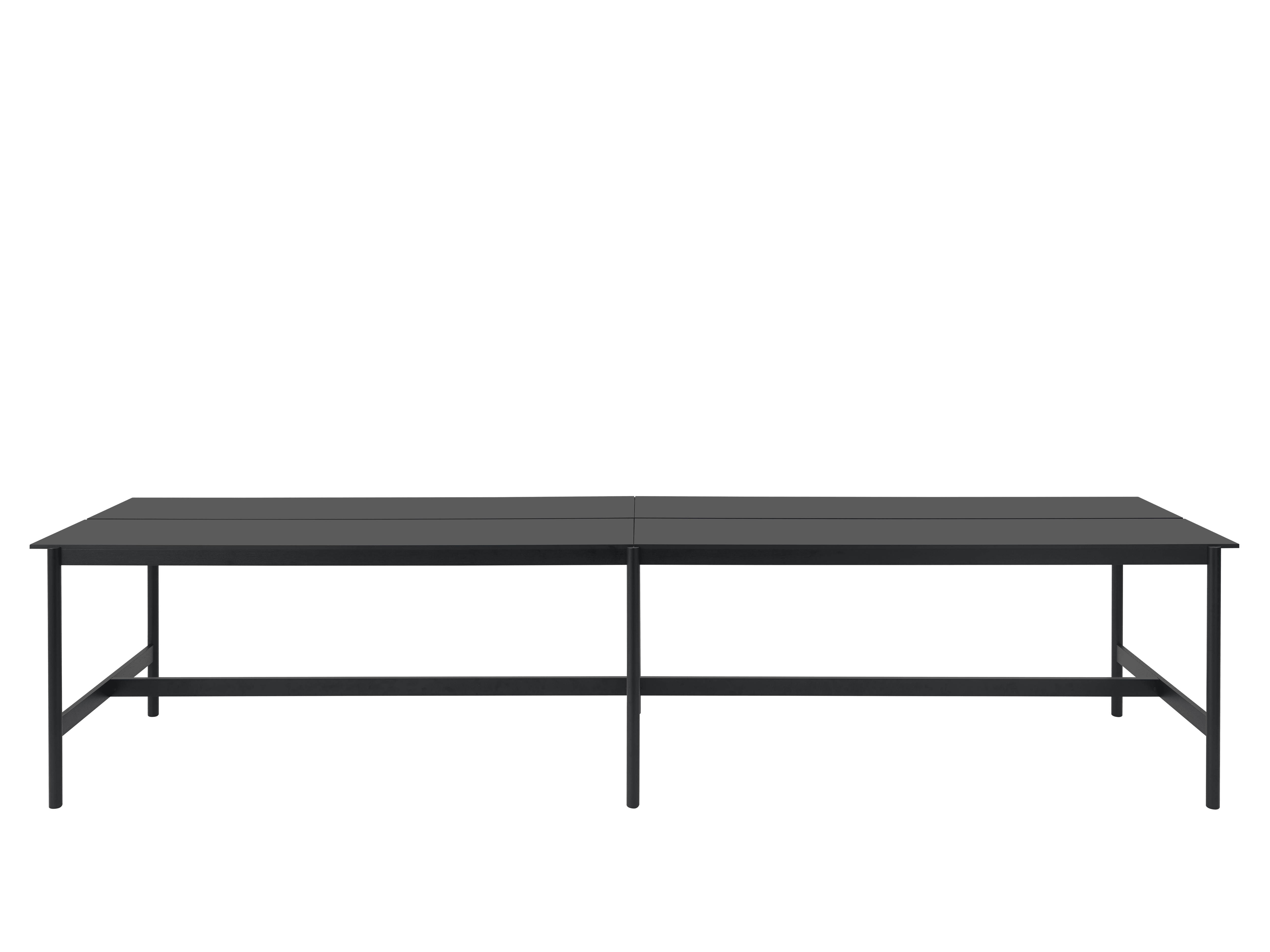 Stůl do kanceláře LINEAR SYSTEM HIGH - KONFIGURACE 2 černý nanolaminát s černým podstavcem