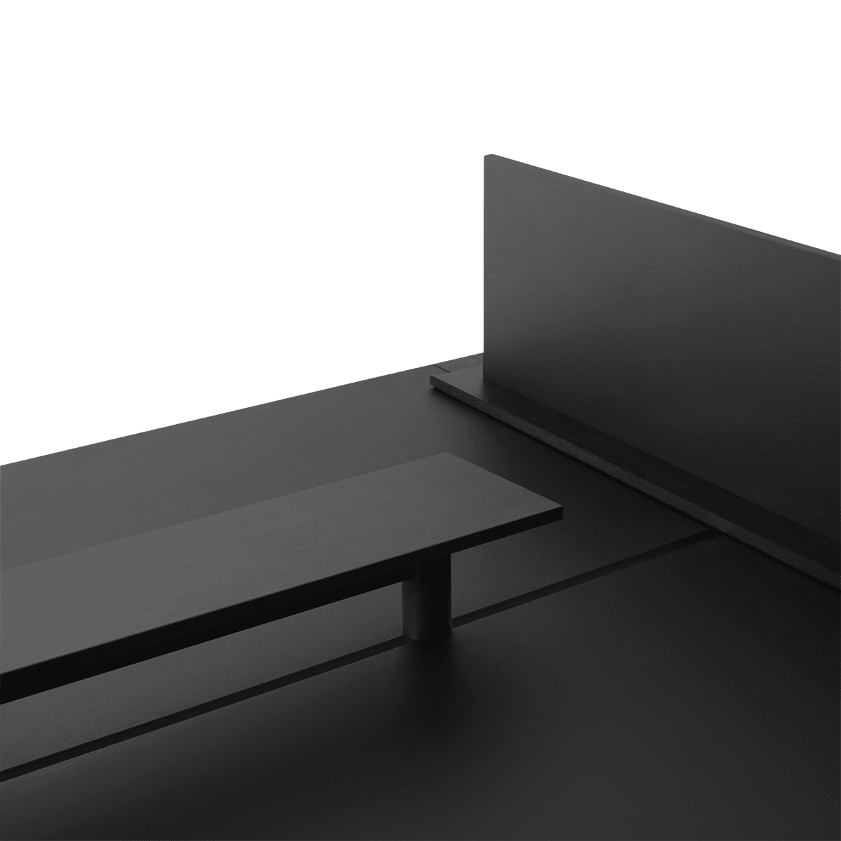 Stůl do kanceláře LINEAR SYSTEM HIGH - KONFIGURACE 1 černý nanolaminát s černým podstavcem