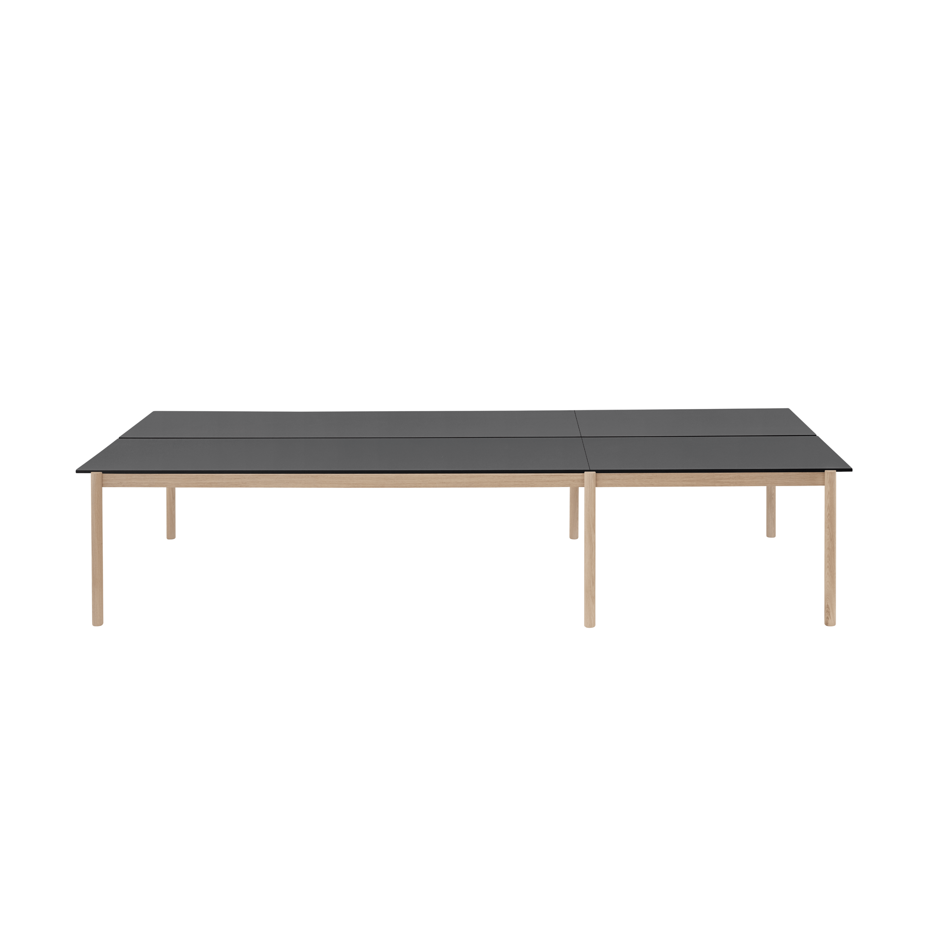 LINEAR SYSTEM Office Table - CONFIGURATION 1 black nanolaminate with oak base