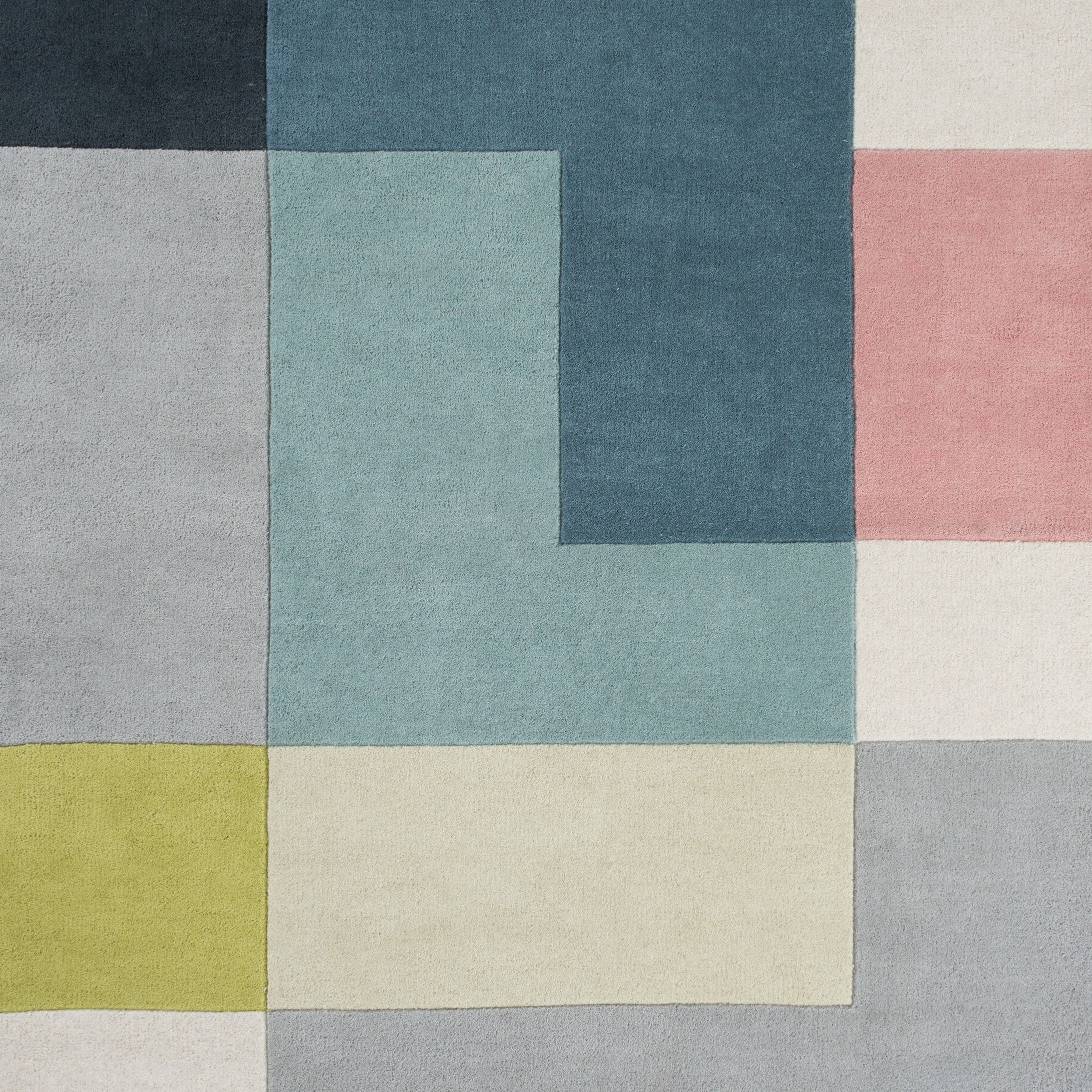 OMETRI Rug - LIME gray with blue