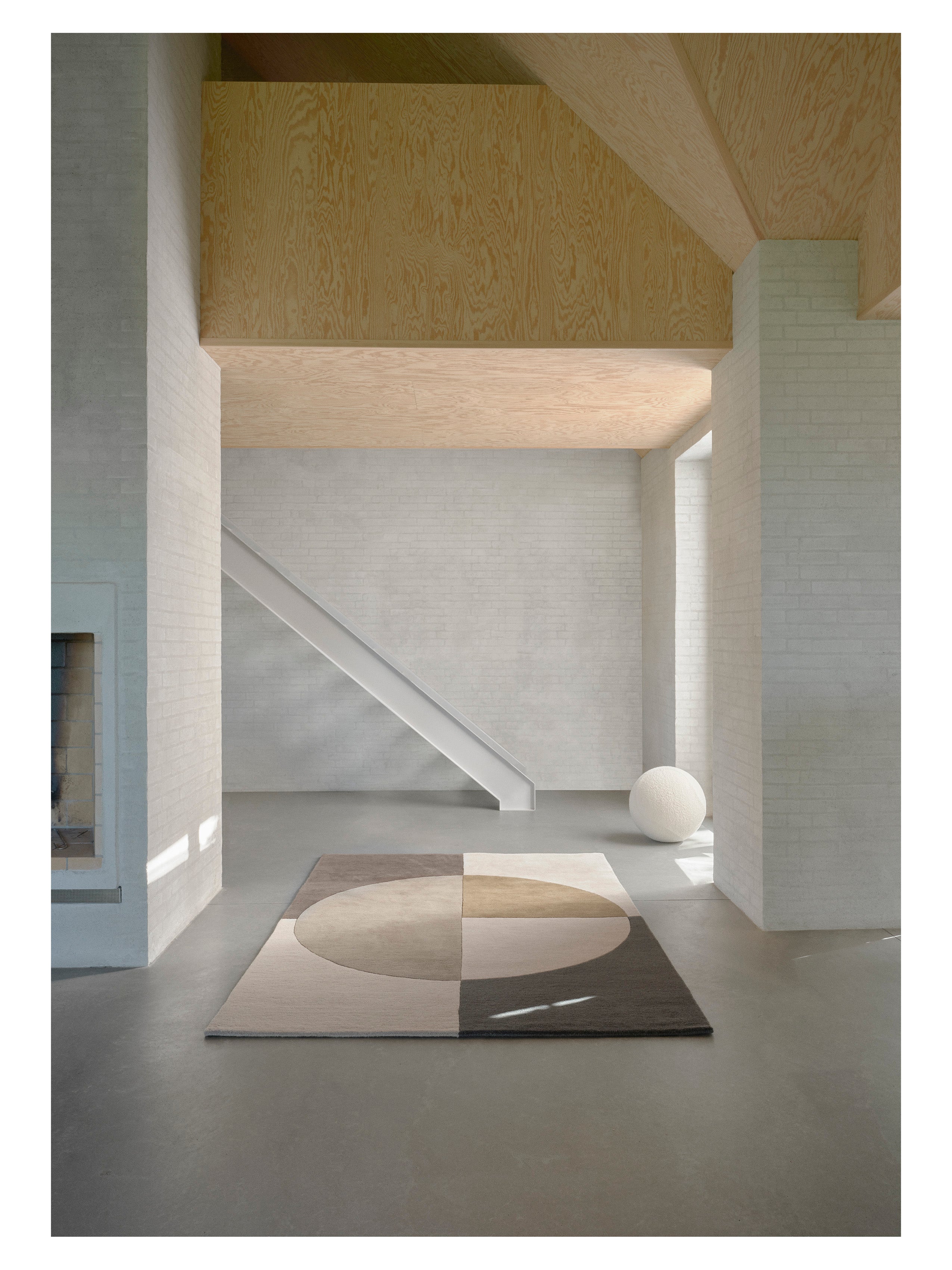 RADIALITY Rug - OLIVE beige with brown