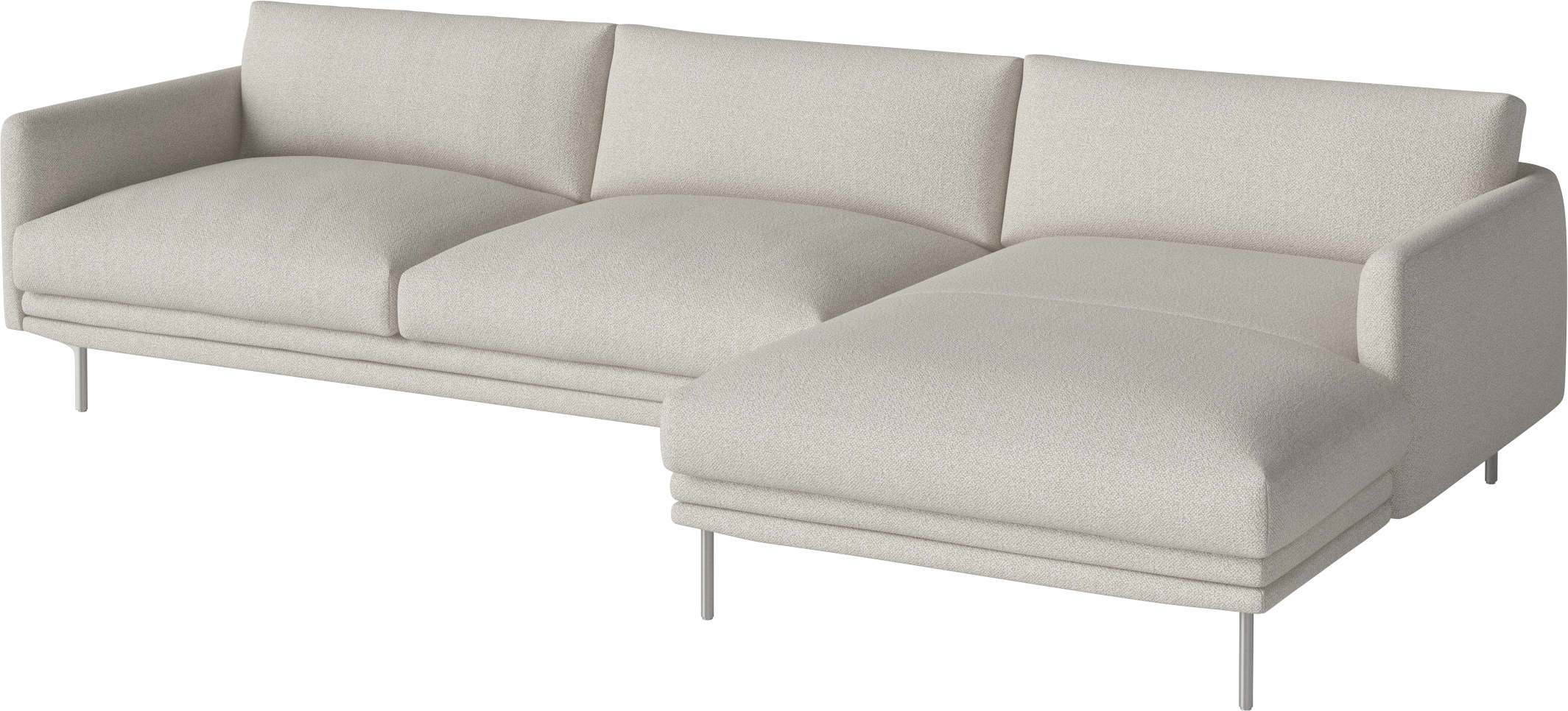 Pravostranný rohový gauč LOMI s kovovým podstavcem