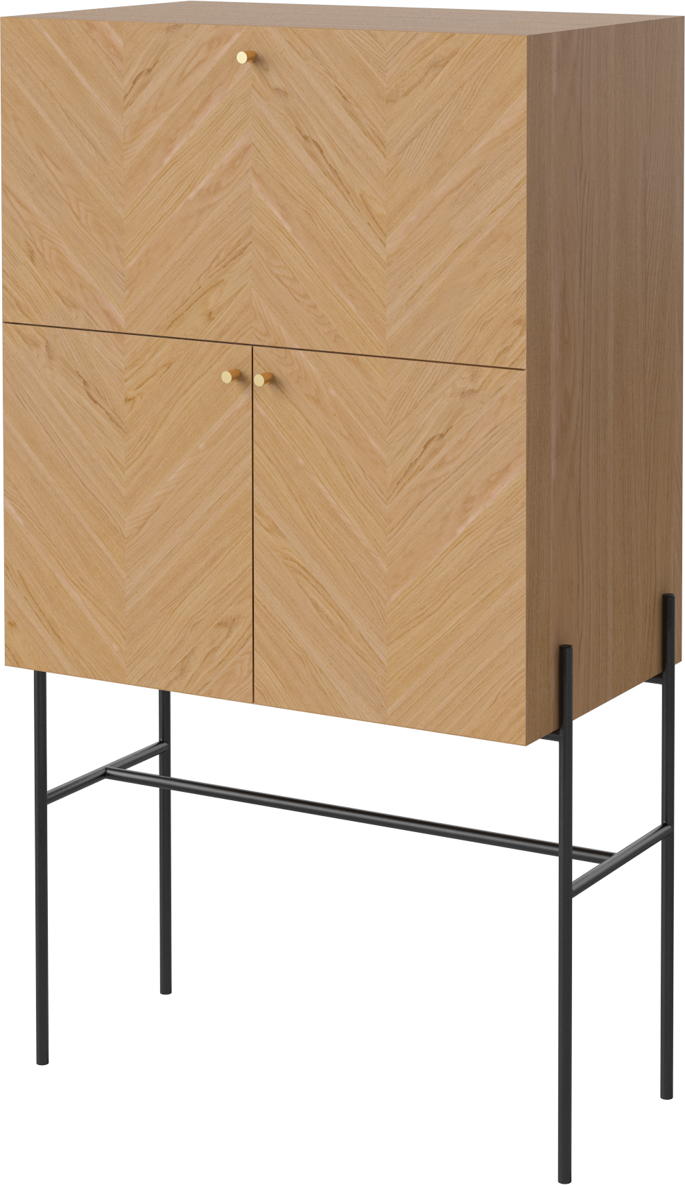 Bar cabinet luxe oak wood with a black base