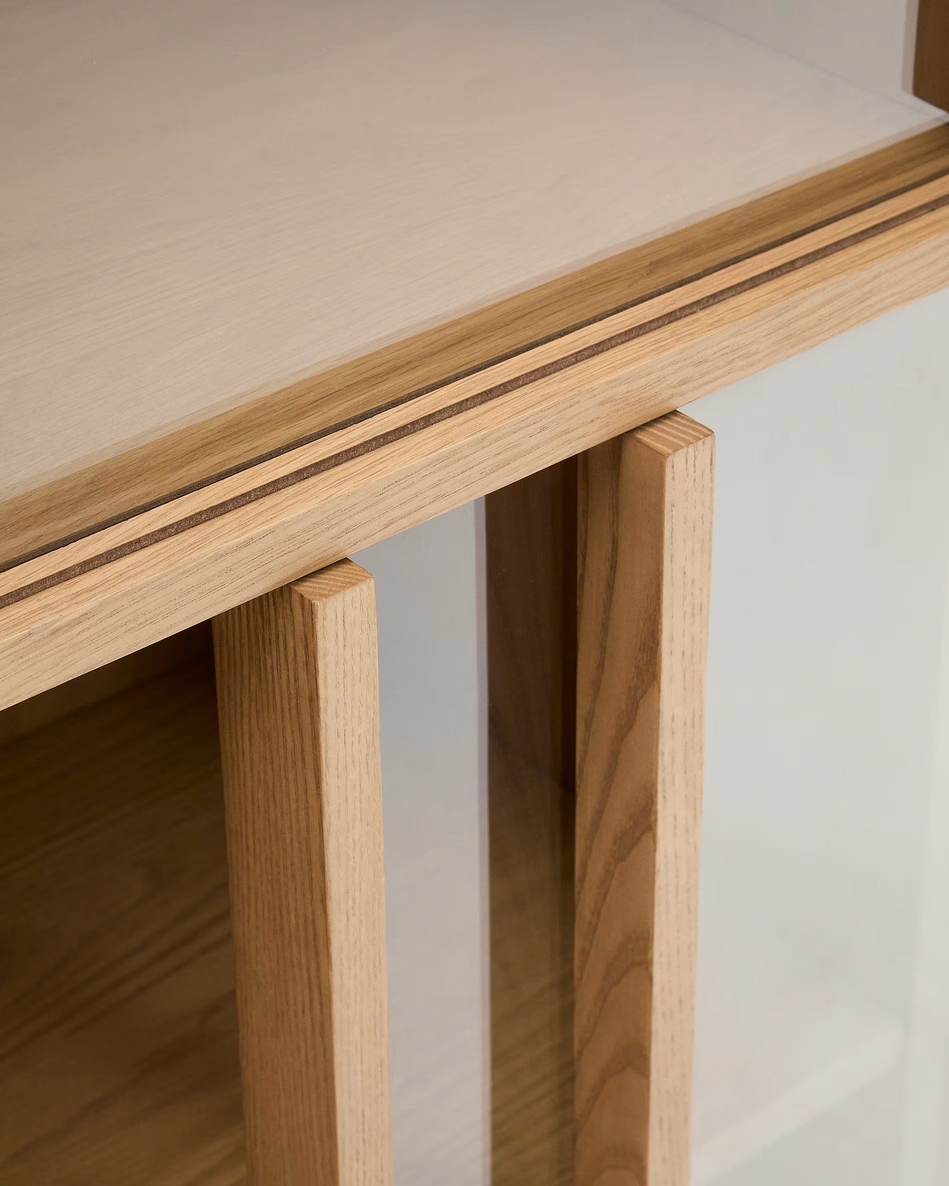 Helvine Oak Veneer Display Cabinet