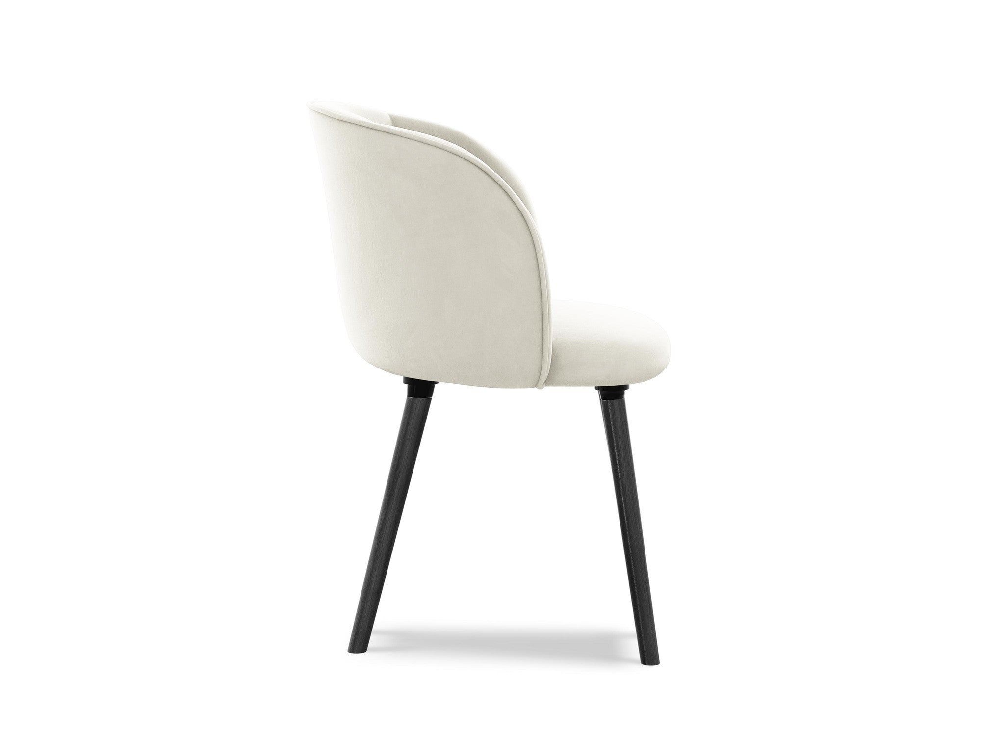 Velvet Chair MAIA Light Beige with Black Oak Base