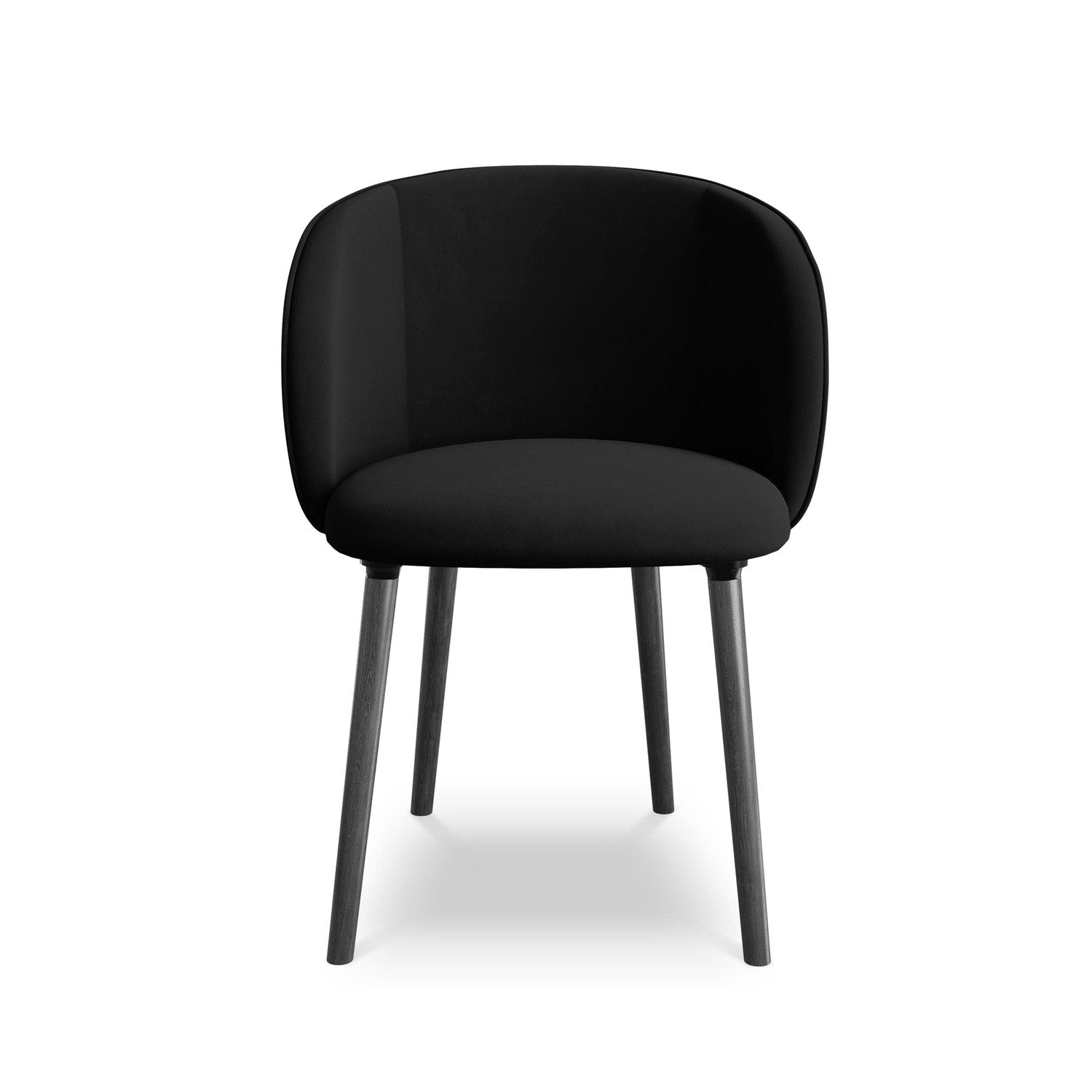 Velvet Chair MAIA Black with Black Oak Base