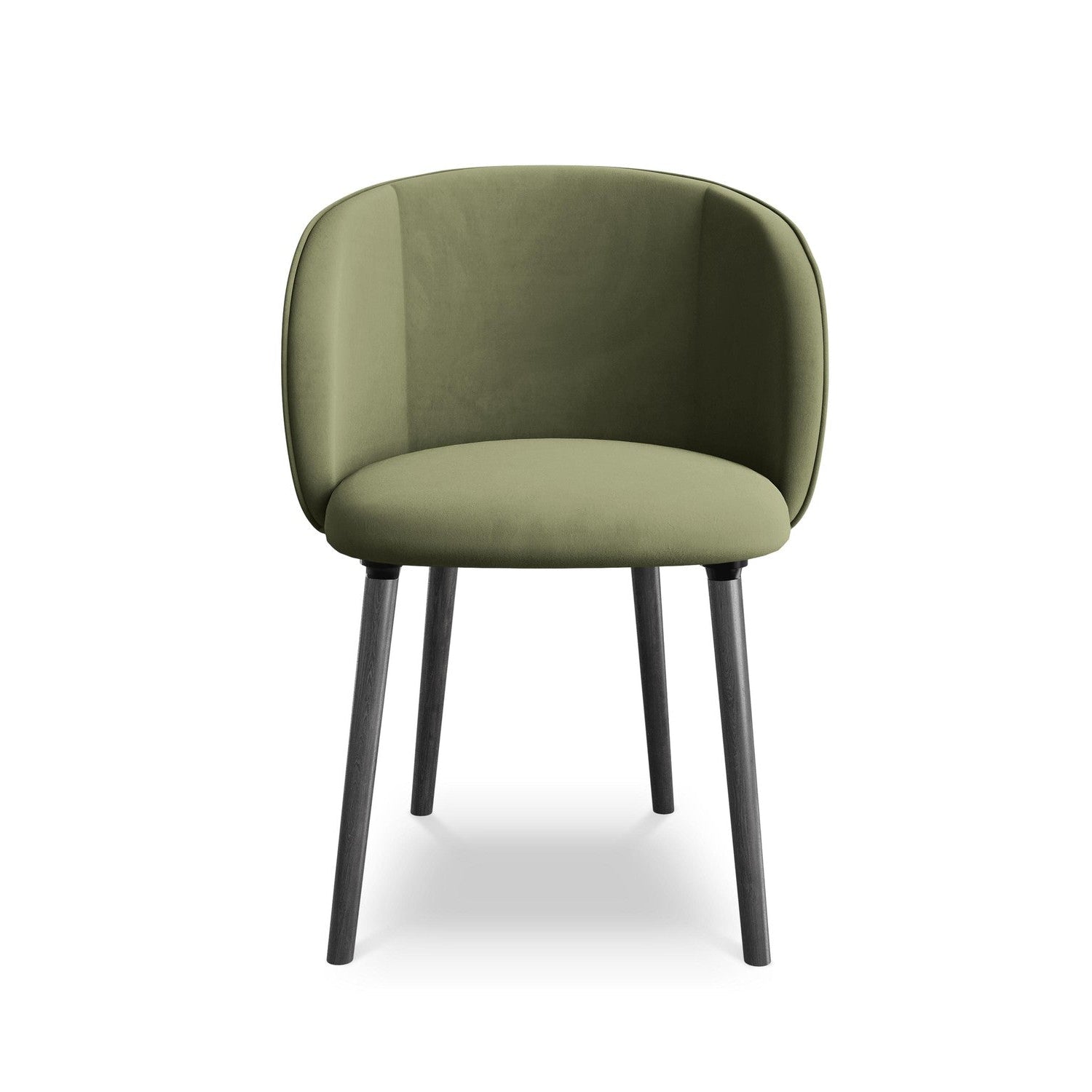Velvet Chair MAIA in Olive with Black Oak Base