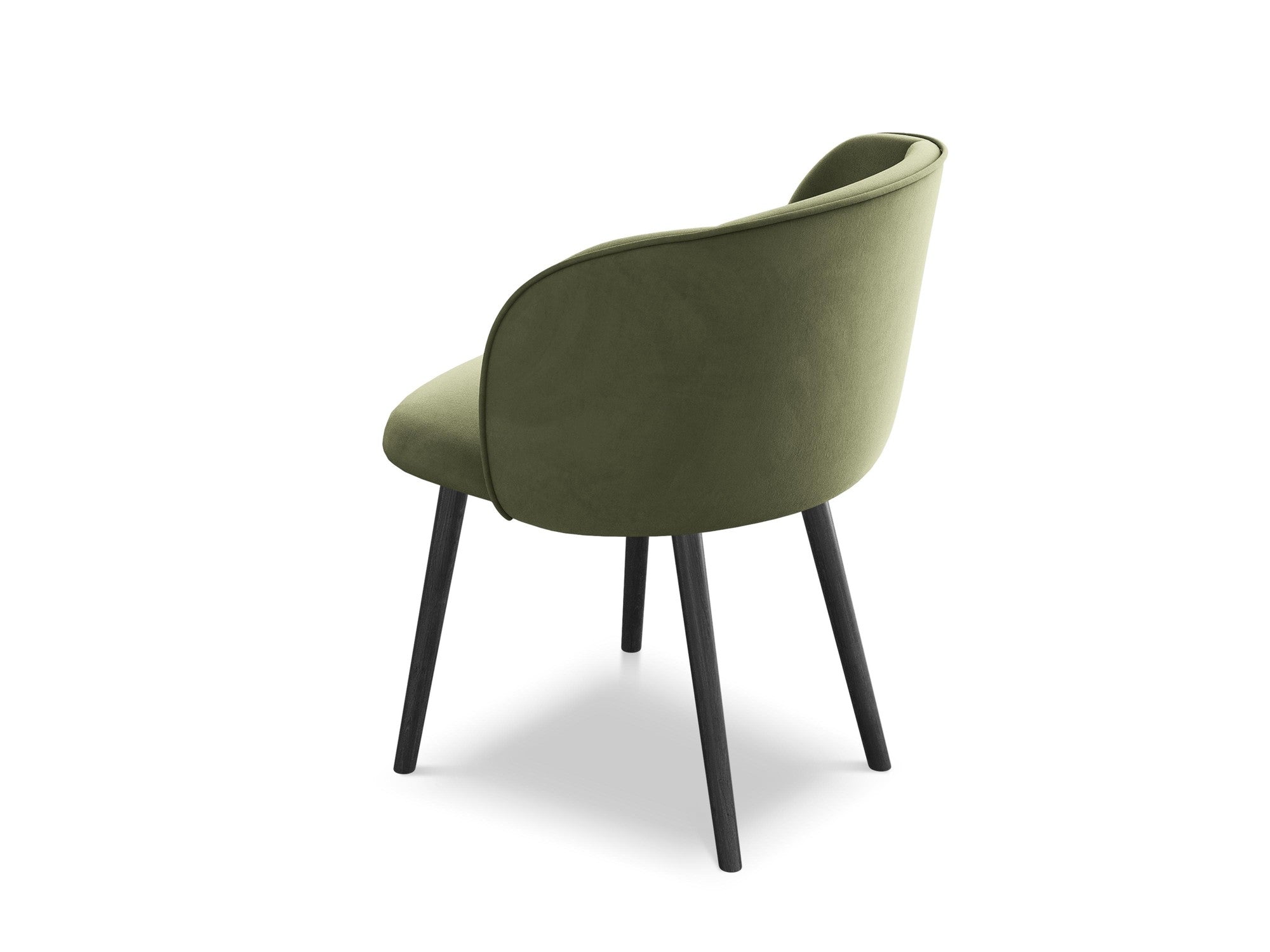Velvet Chair MAIA in Olive with Black Oak Base