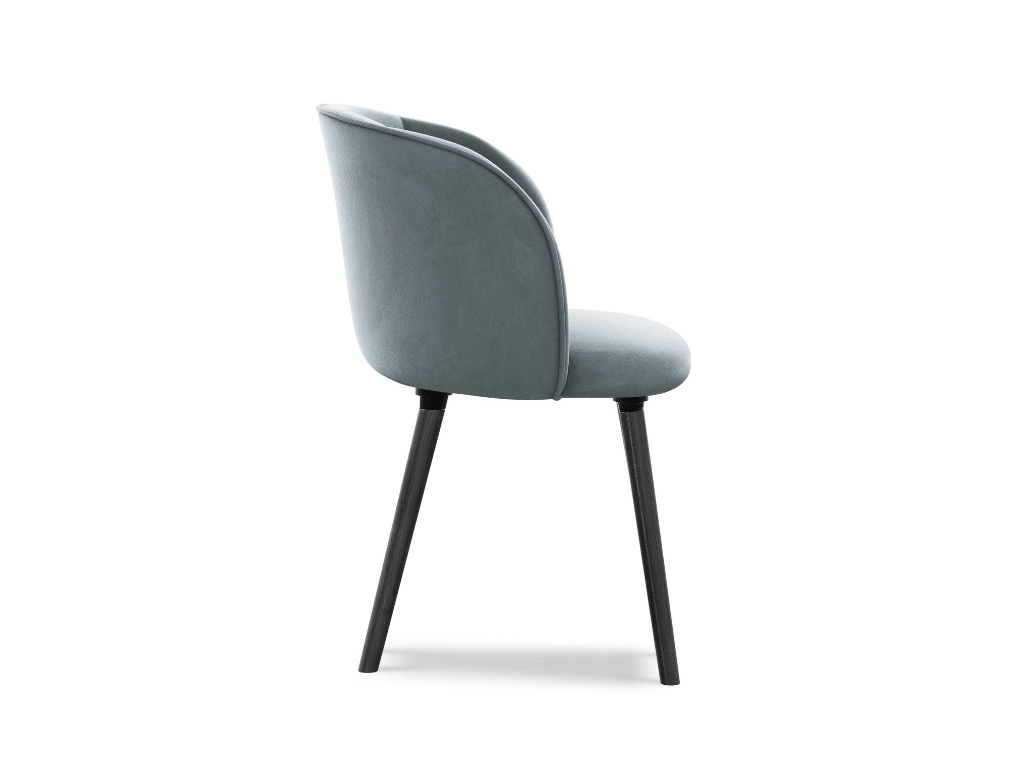 Velvet Chair MAIA Light Blue with Black Oak Base